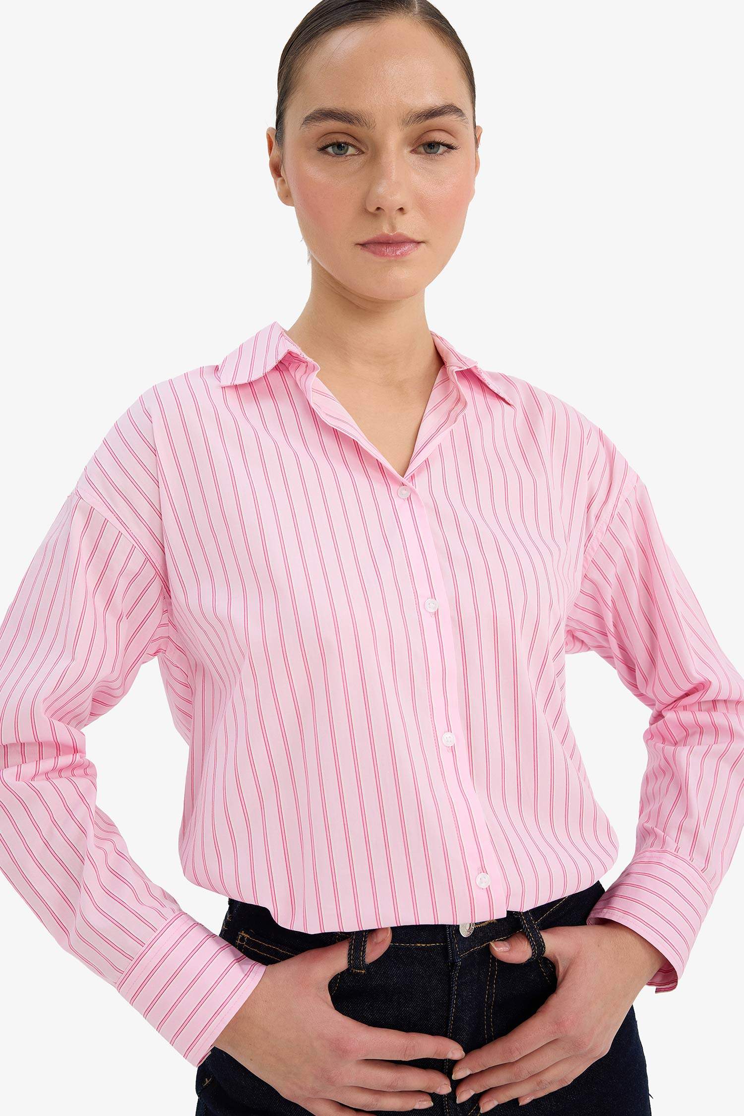 Поплиновая рубашка Oversize с длинным рукавом