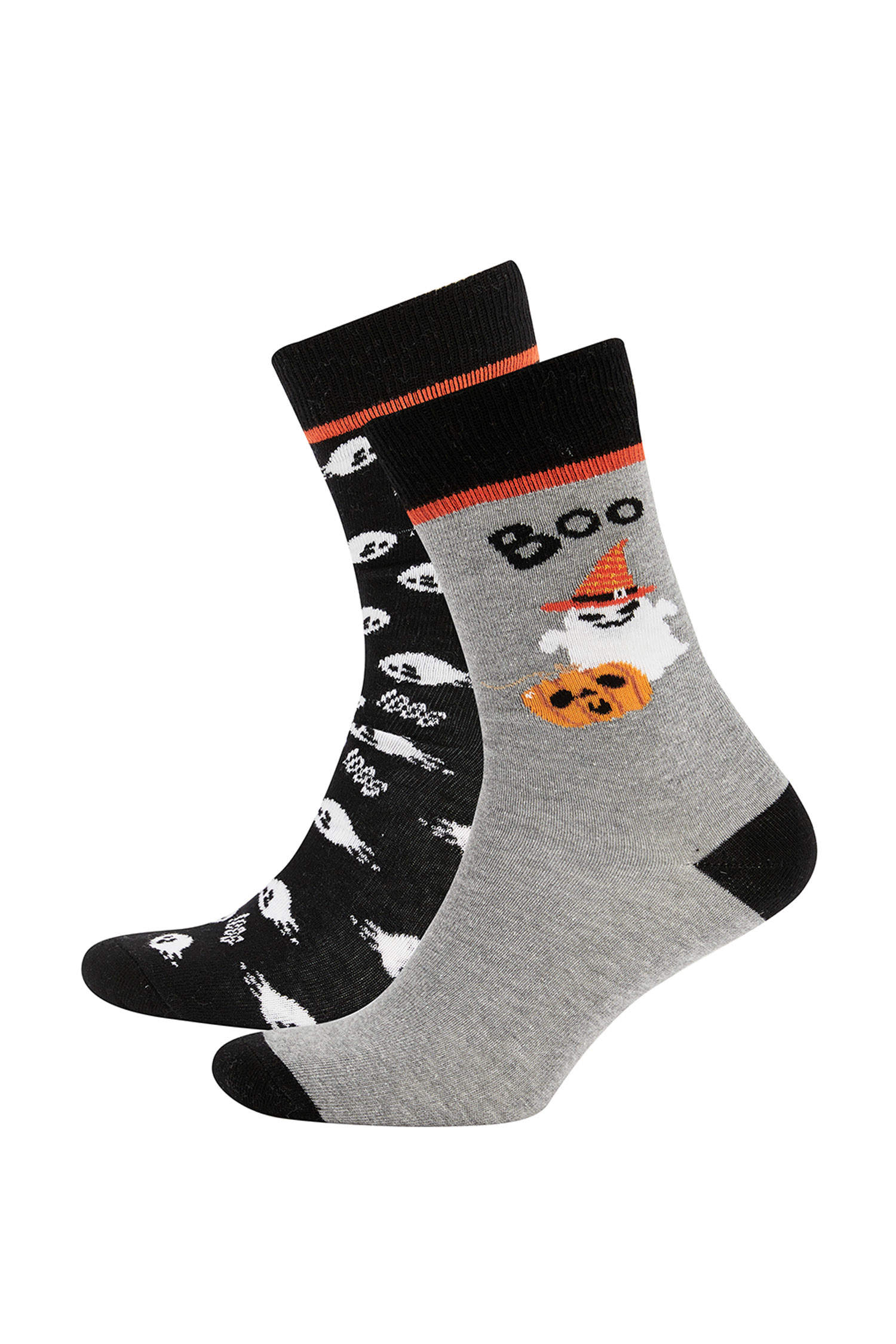Defacto Erkek Halloween Desenli Pamuklu 2'li Soket Çorap. 1