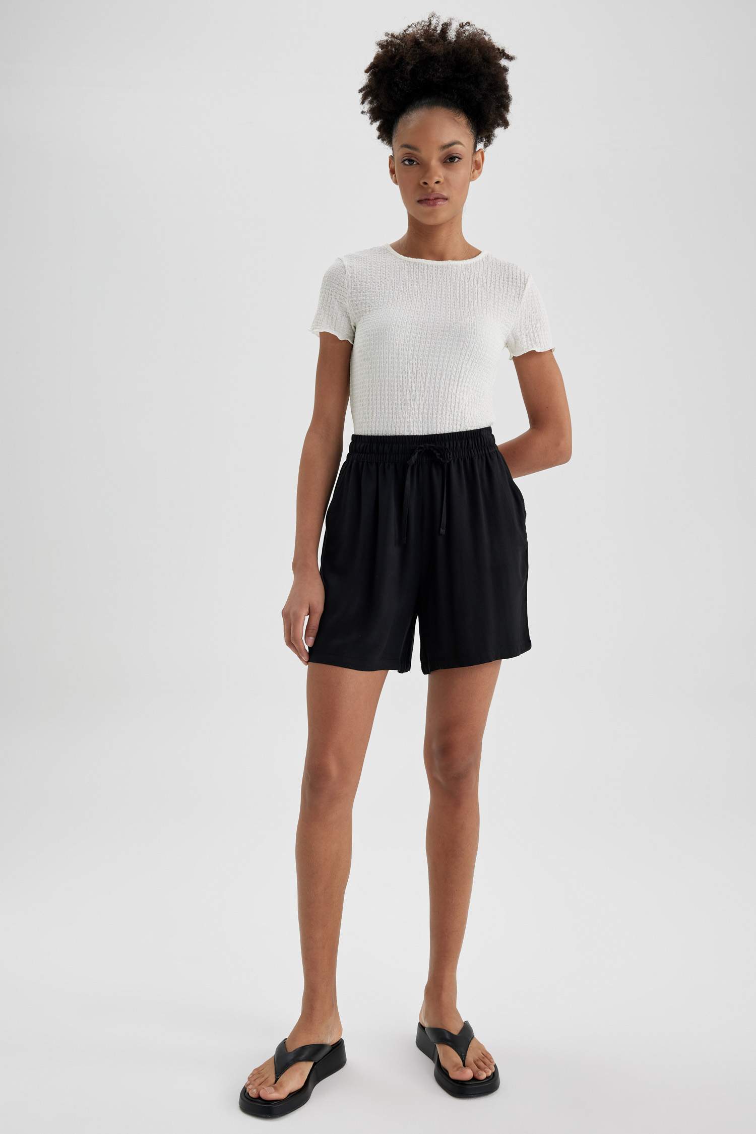 Short en Viscose Taille normale à Coupe décontractée