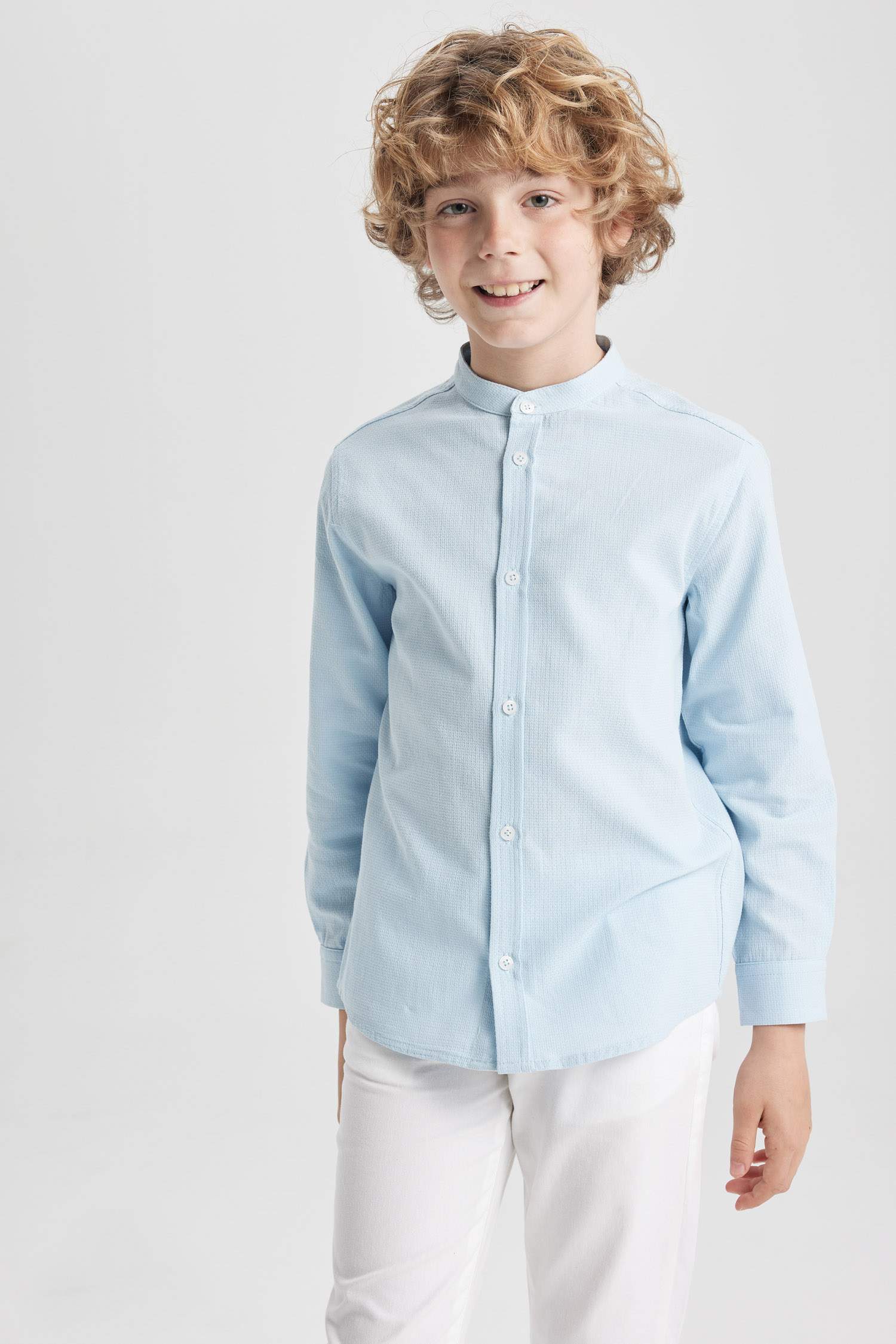 Blue BOYS & TEENS Boy Regular Fit Long Sleeve Shirt 2400626 | DeFacto