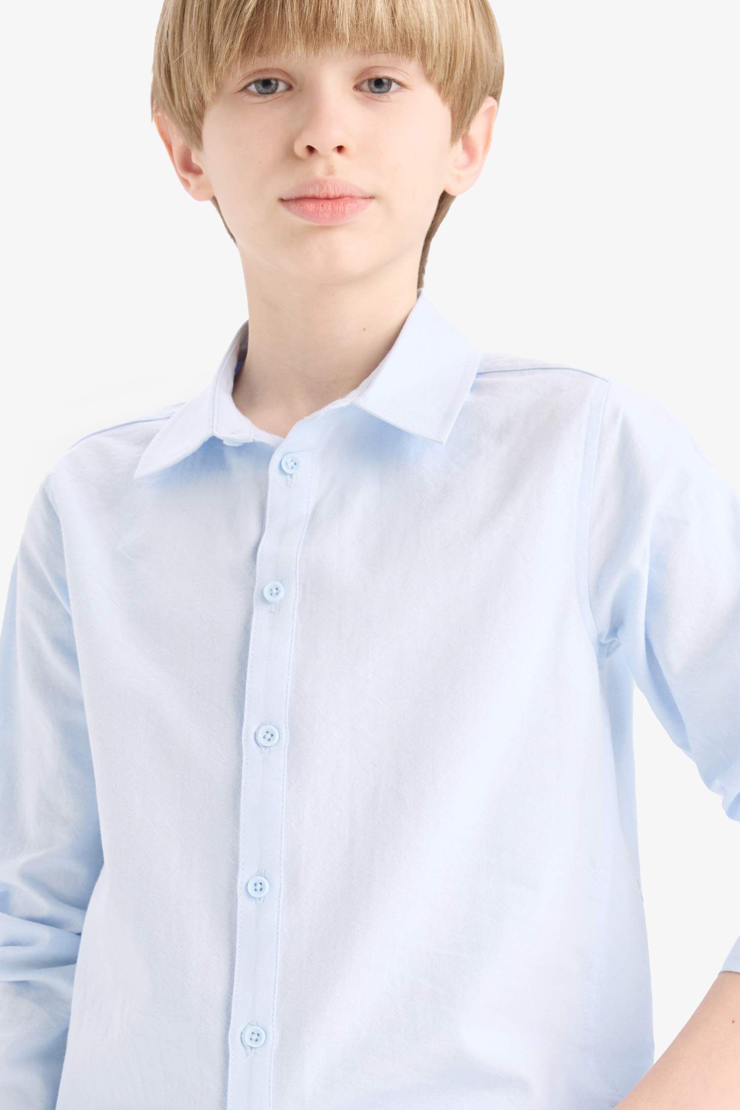 قميص بولو اولادي كم طويل أوكسفورد قصة عادية