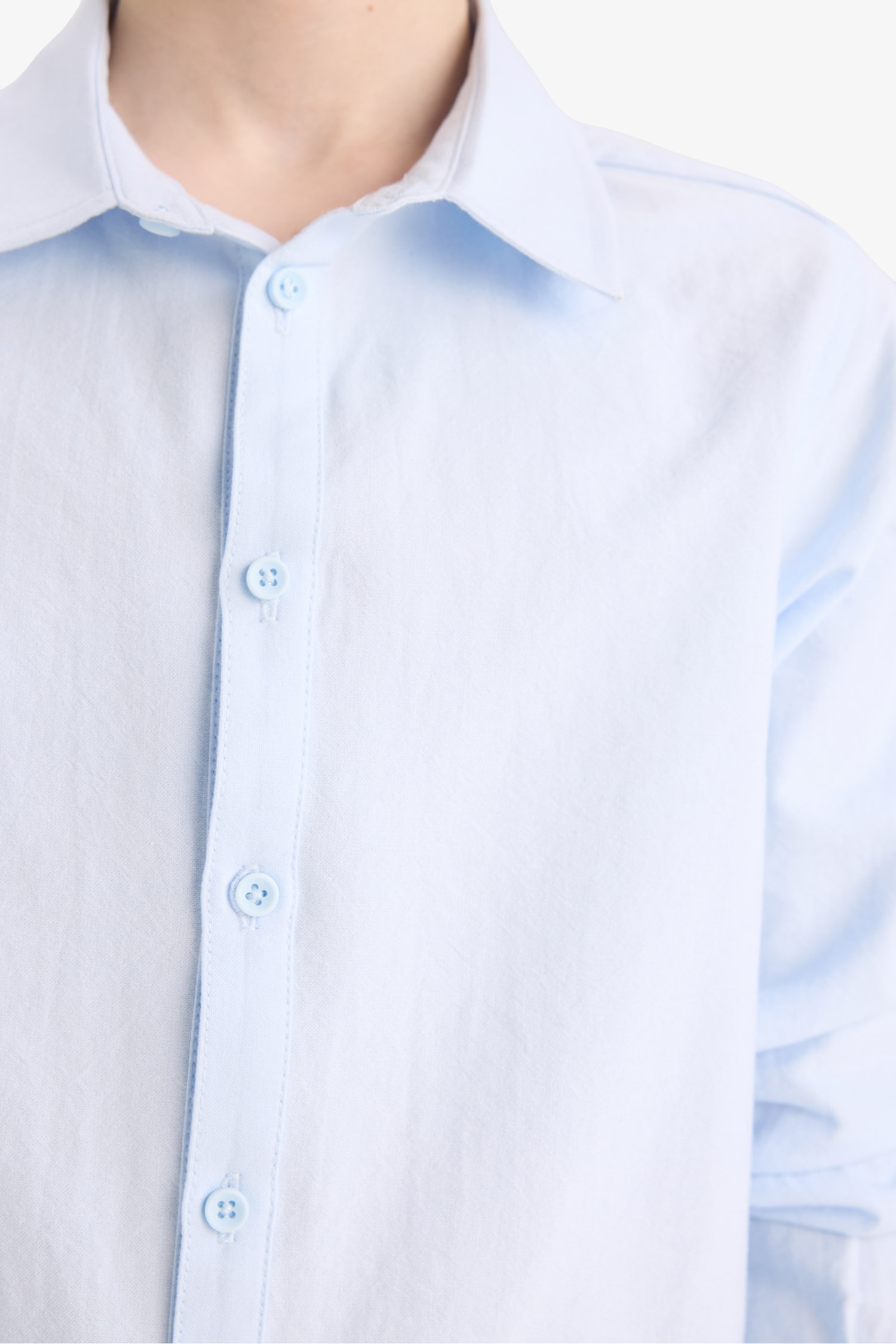 قميص بولو اولادي كم طويل أوكسفورد قصة عادية