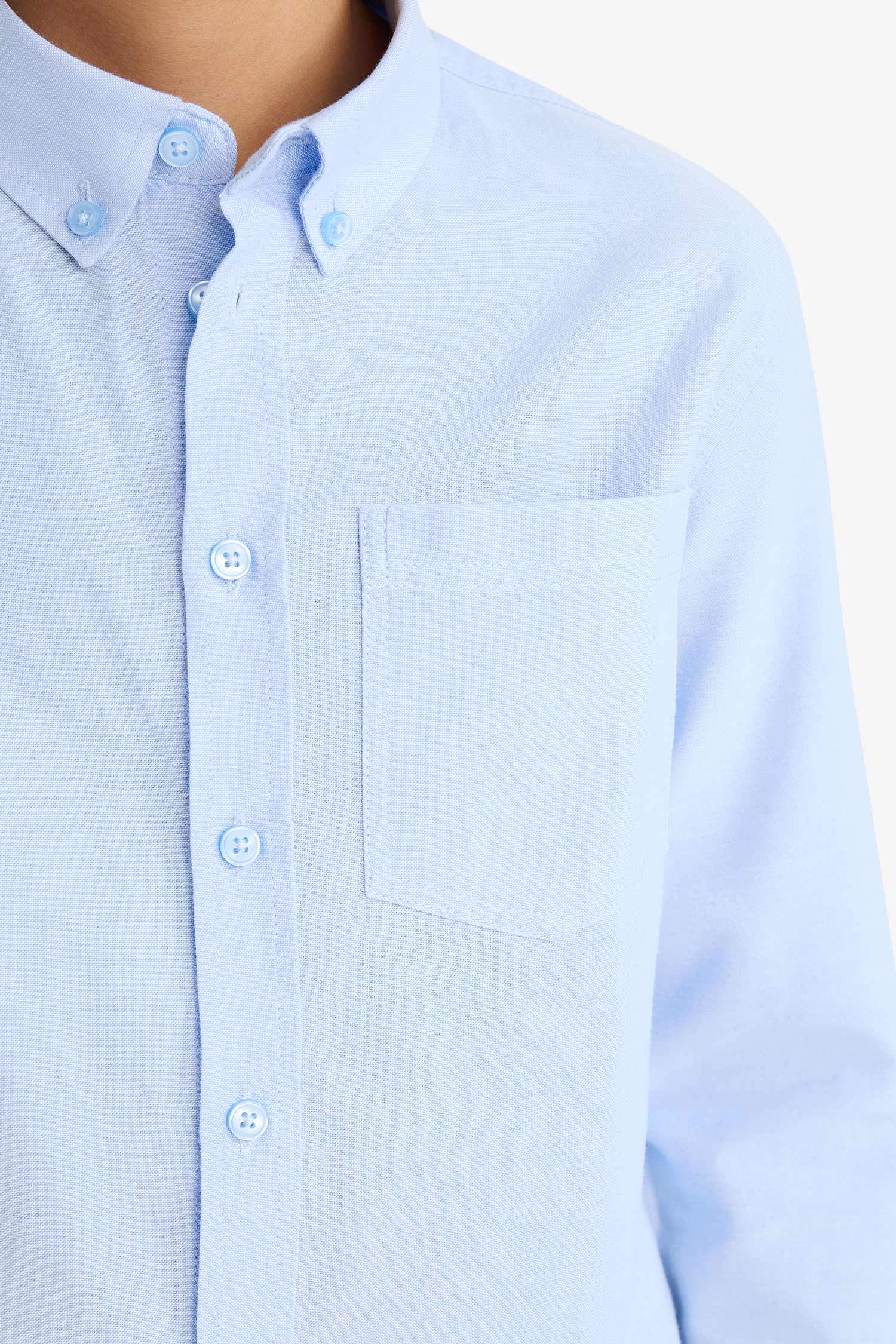 قميص بولو أوكسفورد كم طويل وقصة عادية