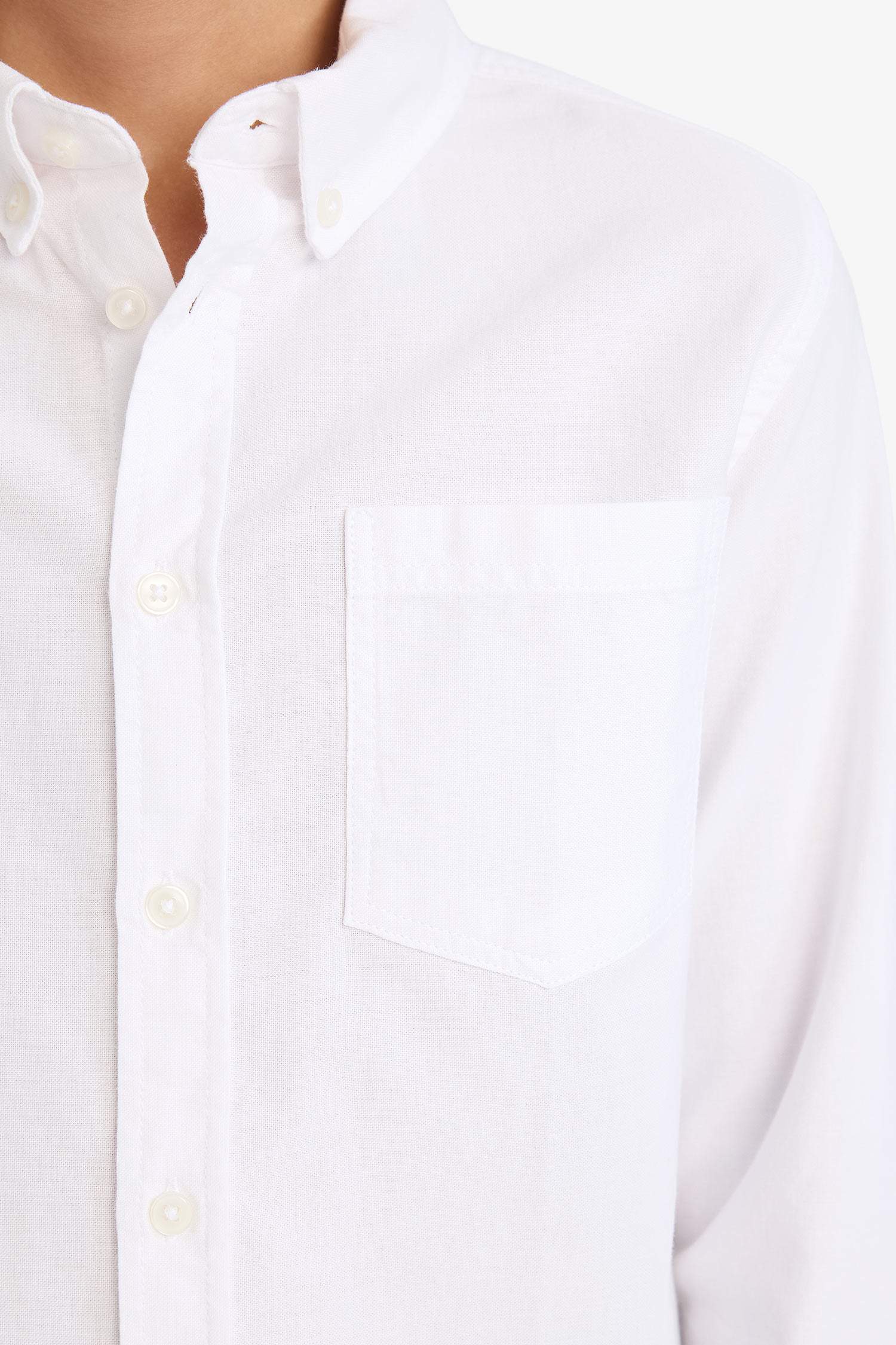 Erkek Çocuk Polo Yaka Oxford Uzun Kollu Basic Düz Gömlek