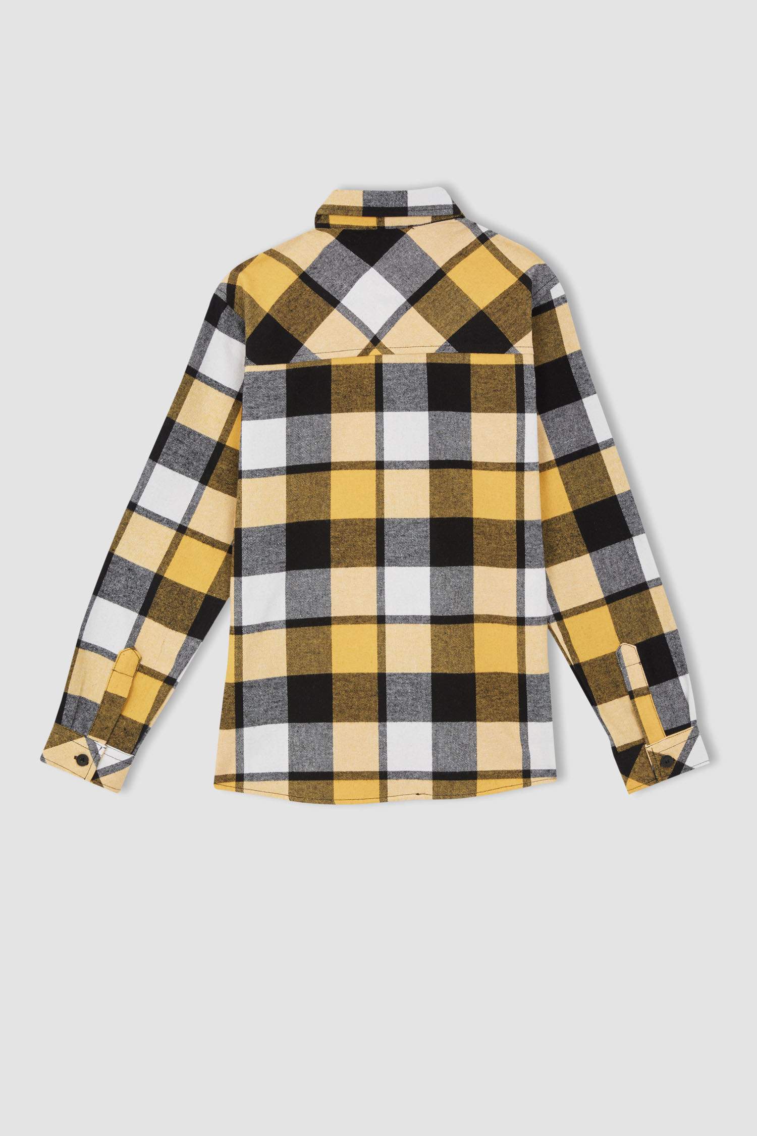 قميص كم طويل فلانيل قصة عادية بياقة بولو