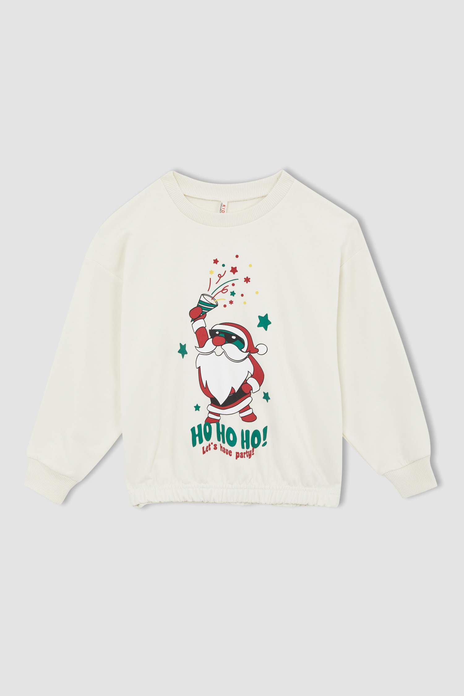 Defacto Kız Çocuk Bisiklet Yaka Sweatshirt. 1