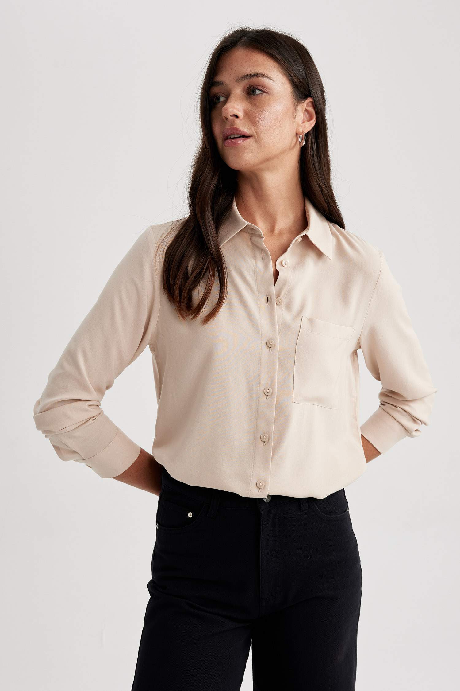 Regular Fit Shirt Collar Long Sleeve Shirt