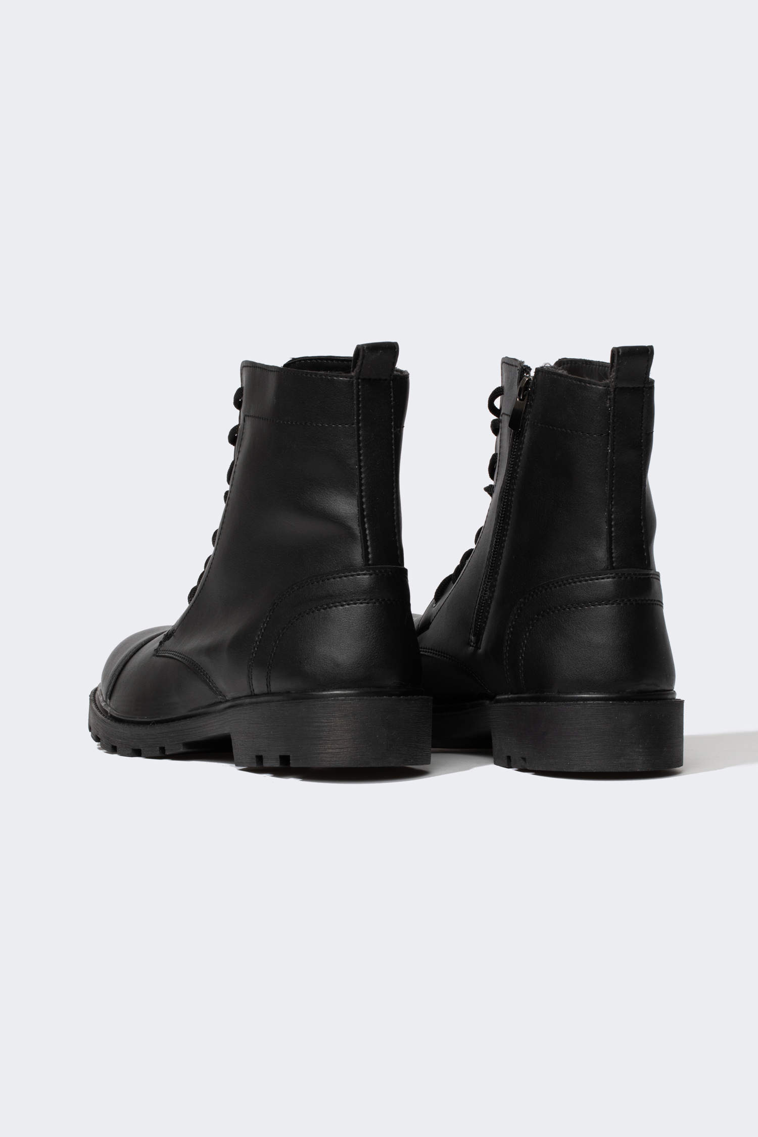 Black MEN Faux Leather Serrated Sole Boots 2560589 | DeFacto