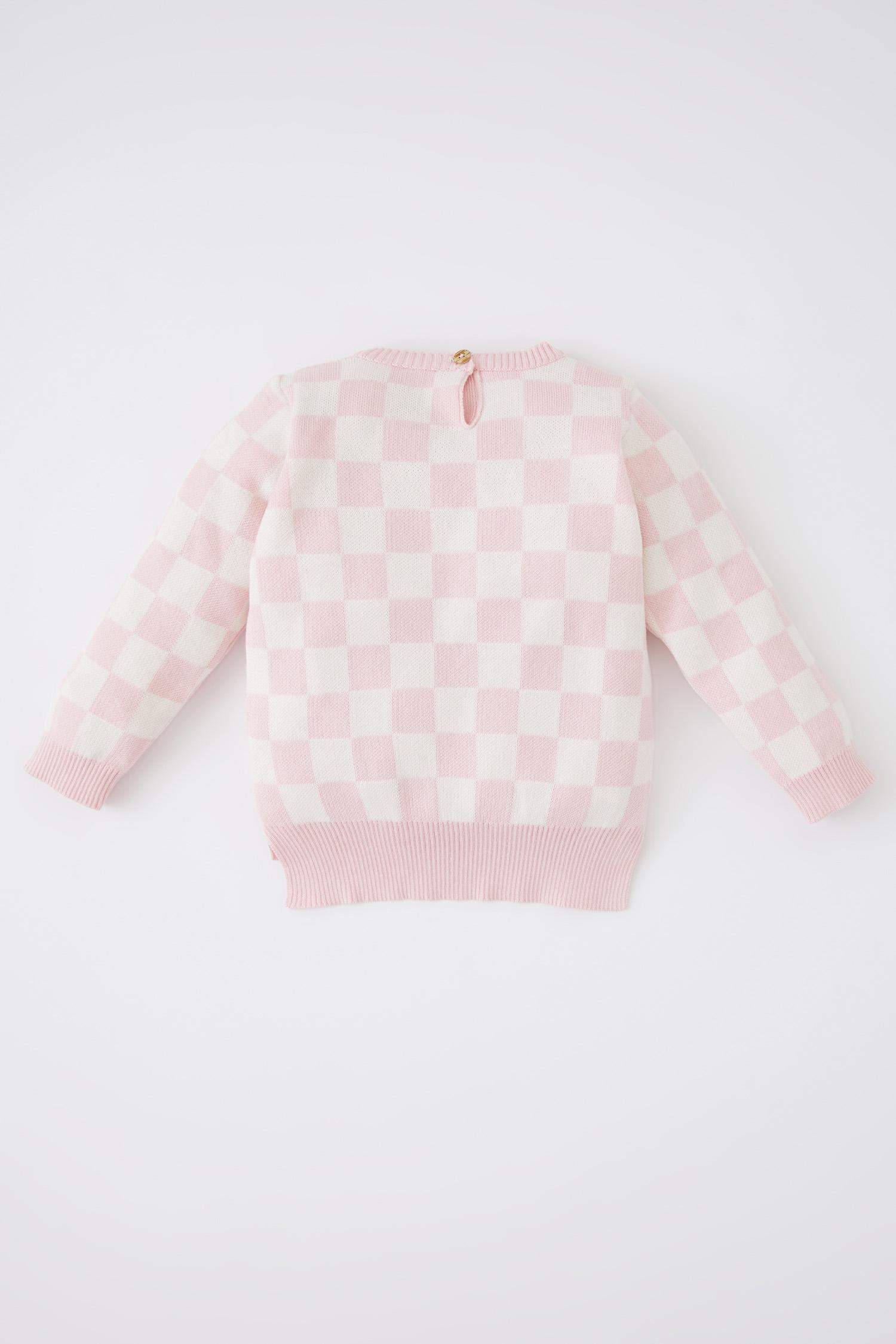 Pull en coton à carreaux à Col rond pour BéBé Fille