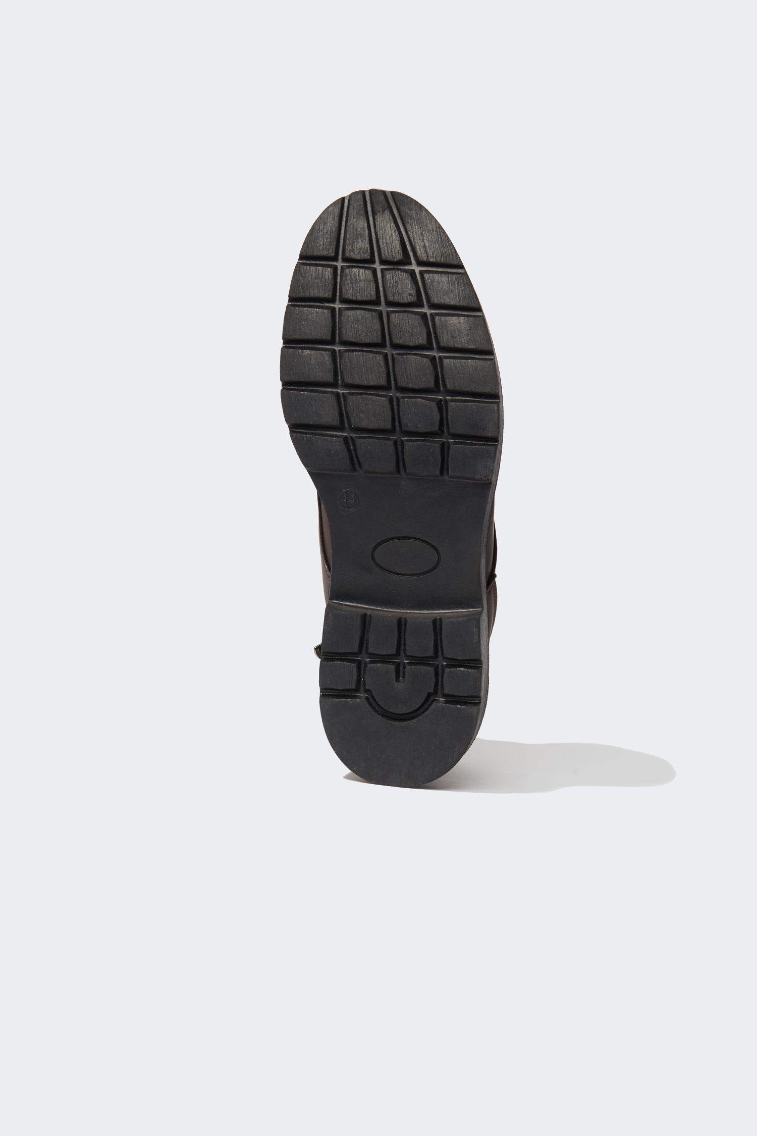 Erkek Bağcıklı ve Fermuarlı Tırtıklı Taban Kışlık Suni Deri Bot