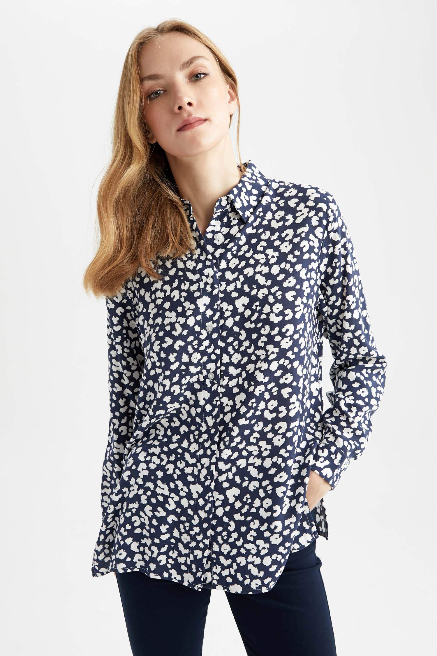 Navy WOMAN Women Long Sleeve Shirts 2723036 | DeFacto