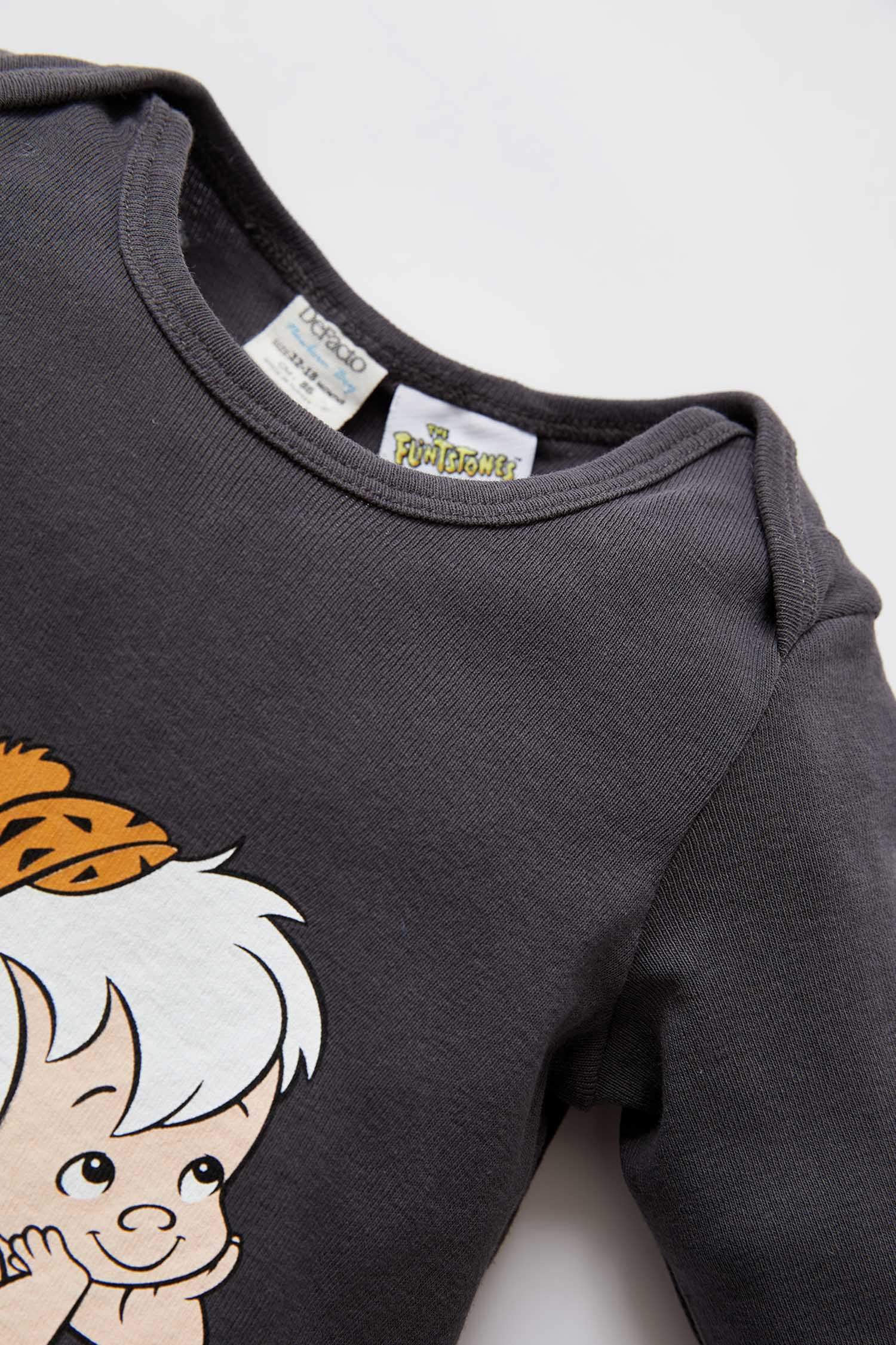 Bébé garçon Flinstones sous licence nouveau-né coton à manches longues Snap Snap Romper