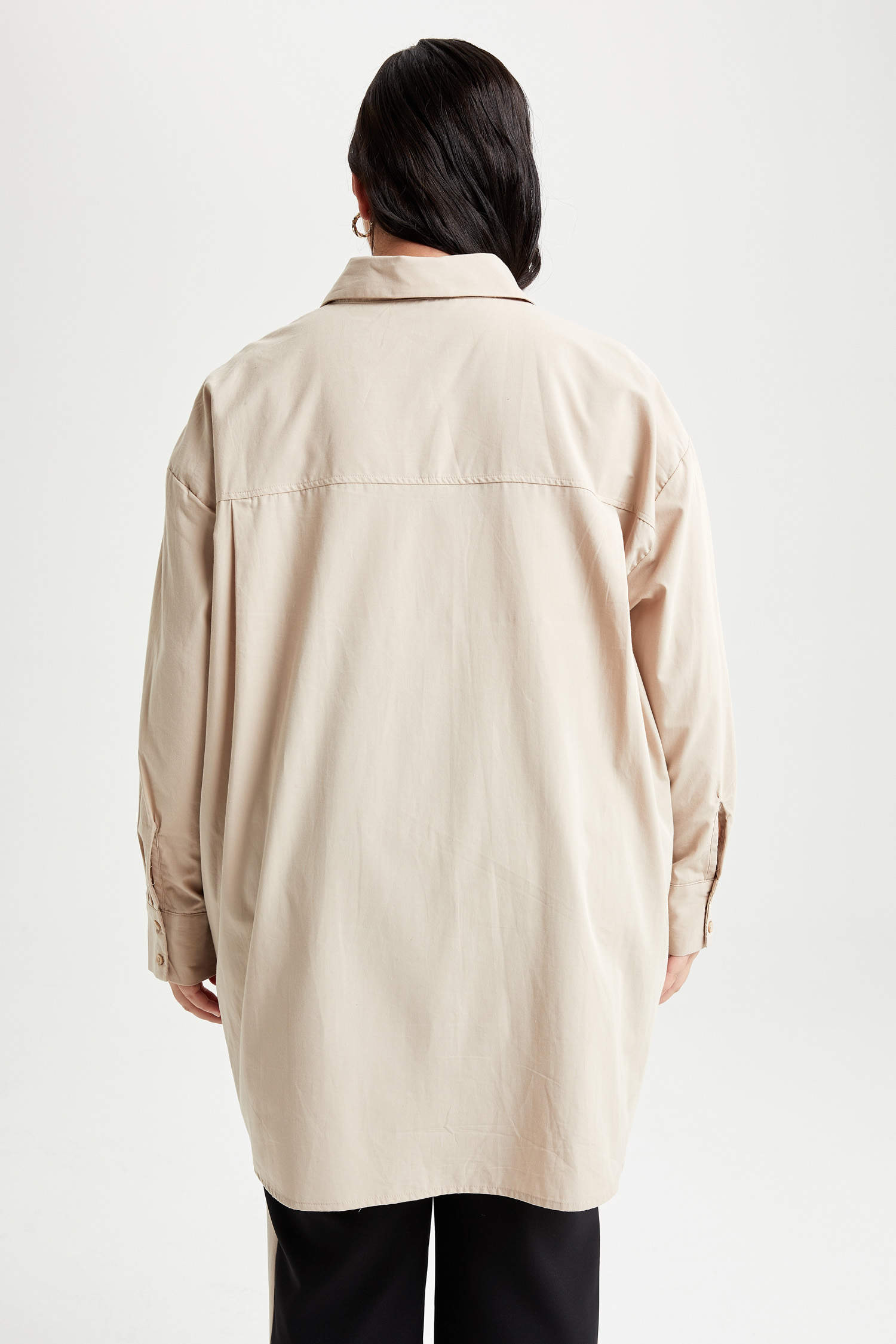 Beige WOMAN Oversize Fit Long Sleeve Shirt Tunic 2320819 | DeFacto