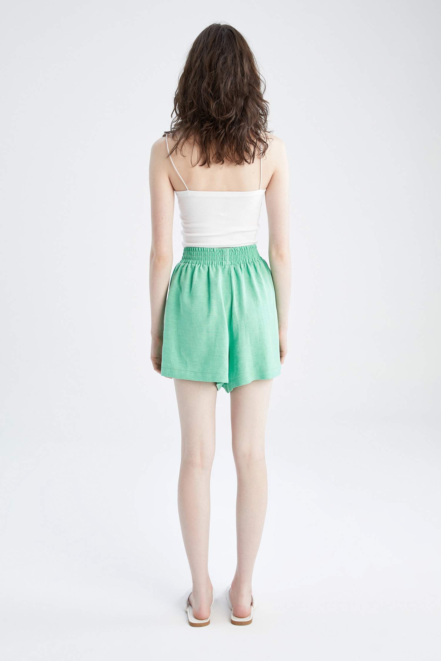 Relax Fit Linen Blended Normal Waist Shorts