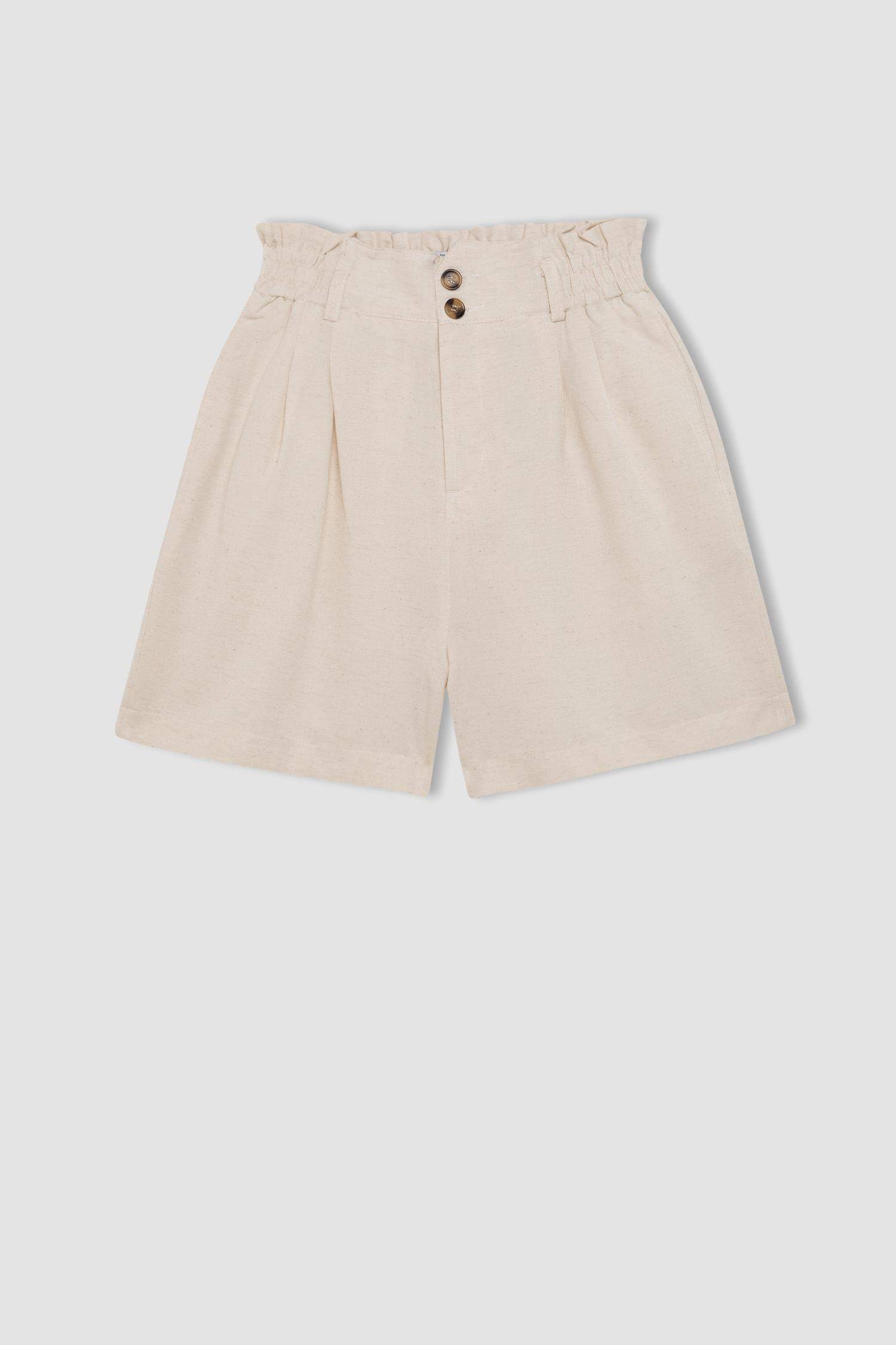 Short Paperbag en lin mélangé à Coupe décontractée