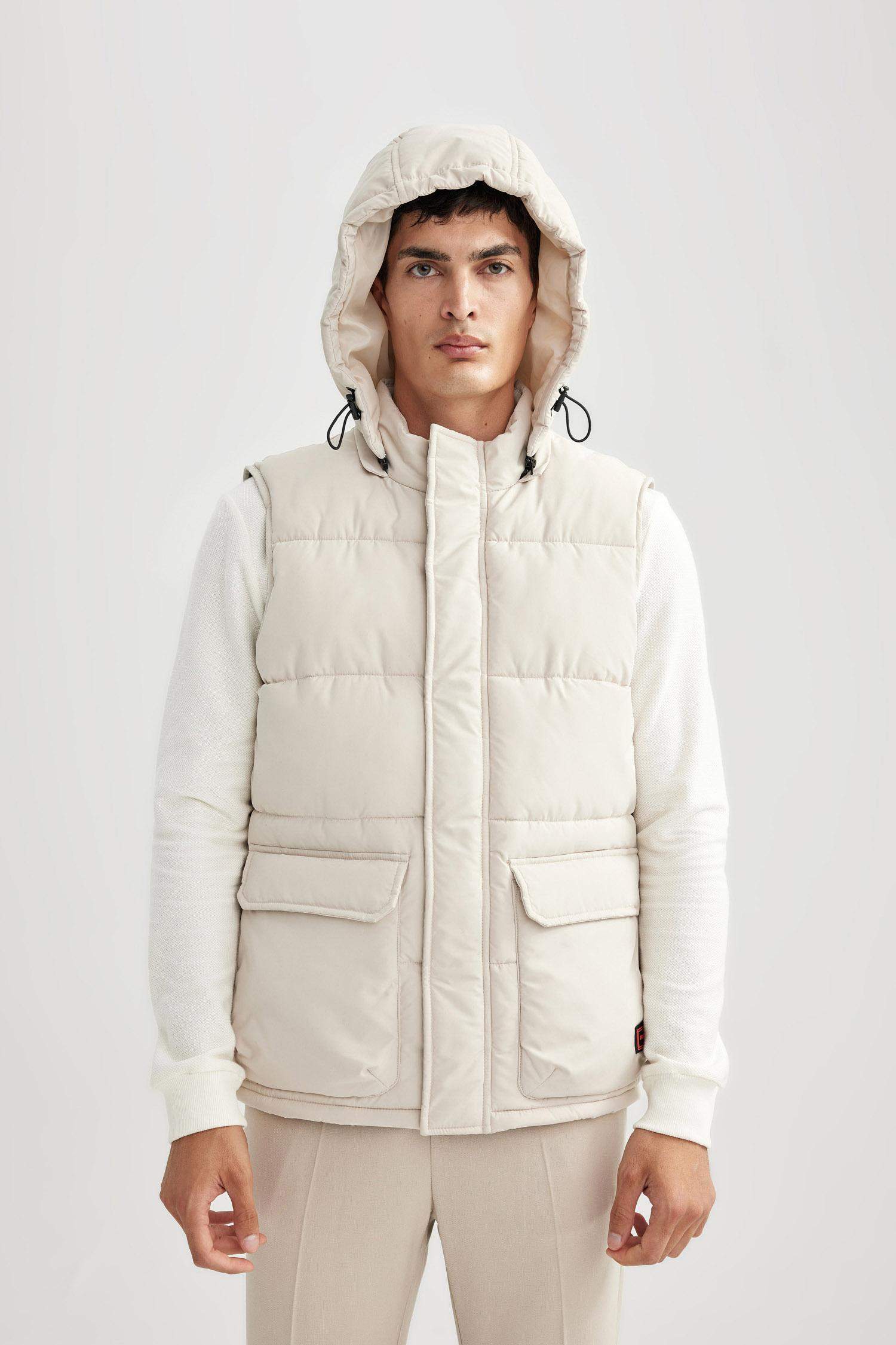 Su İtici Regular Fit Kapüşonlu Fermuarlı İç Cepli Şişme Yelek