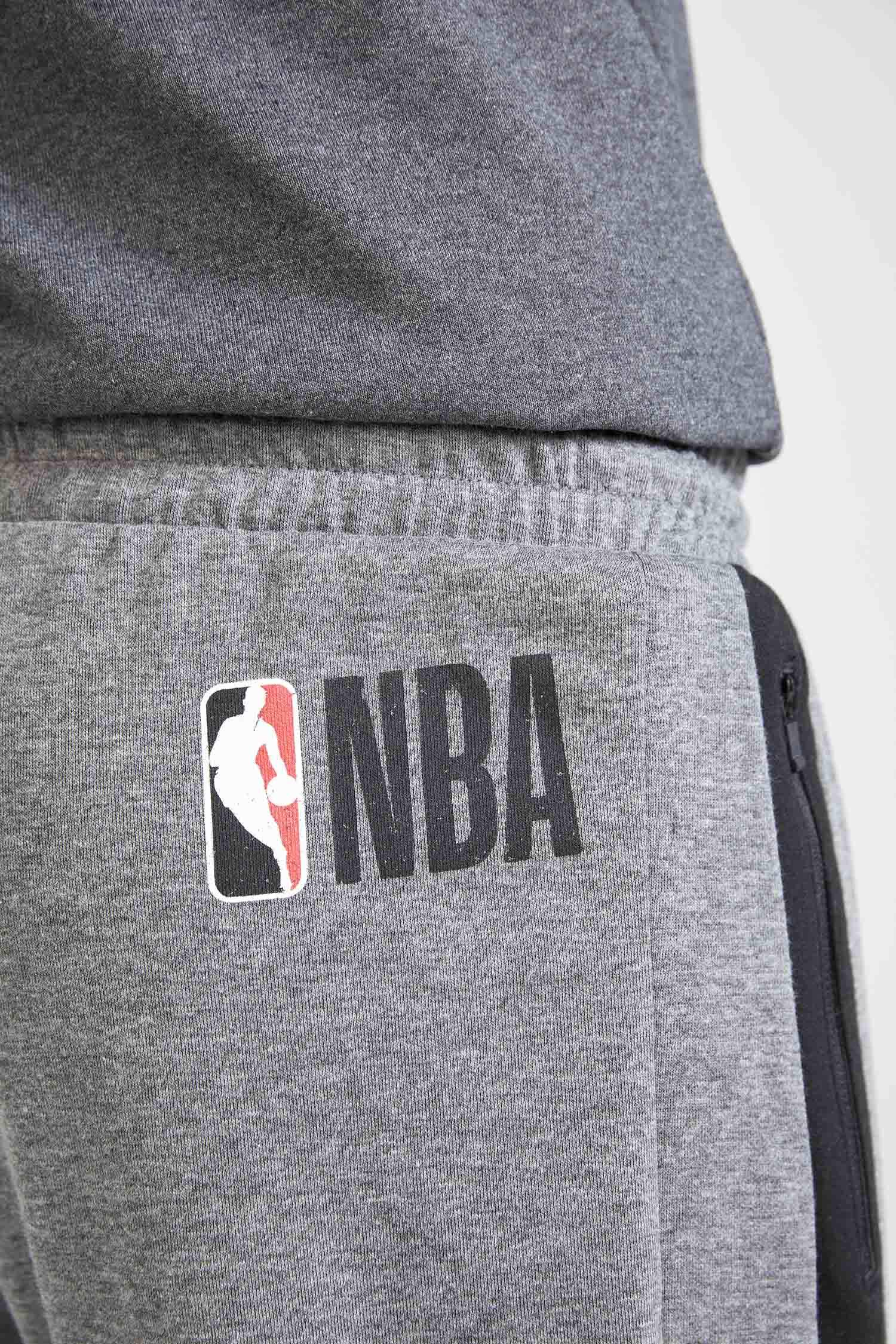 Grey MAN Slim Fit NBA Printed Ruched Joggers 2428179