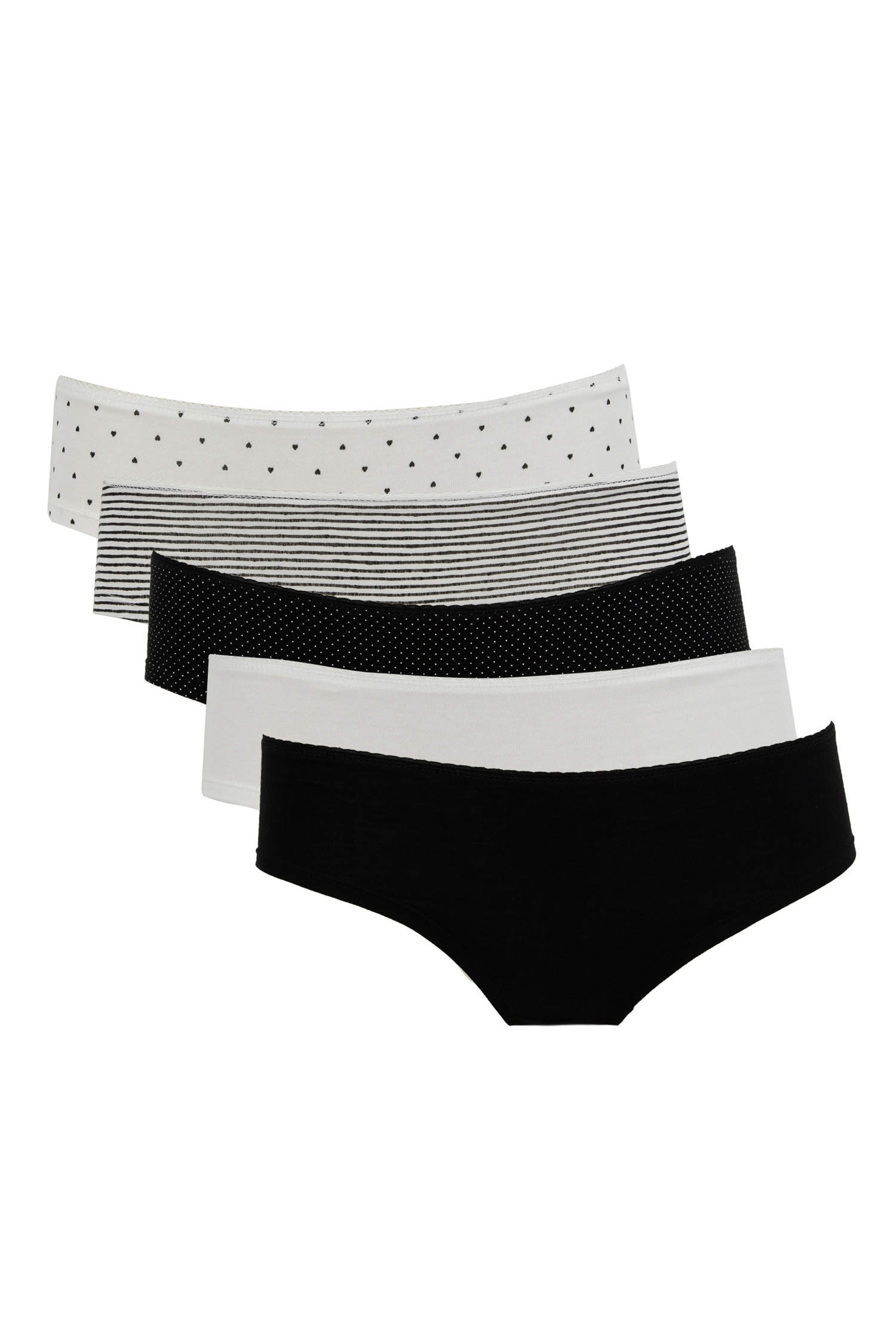 Black WOMAN 5 Pack Striped Hipster Thong Set 2357530 | DeFacto