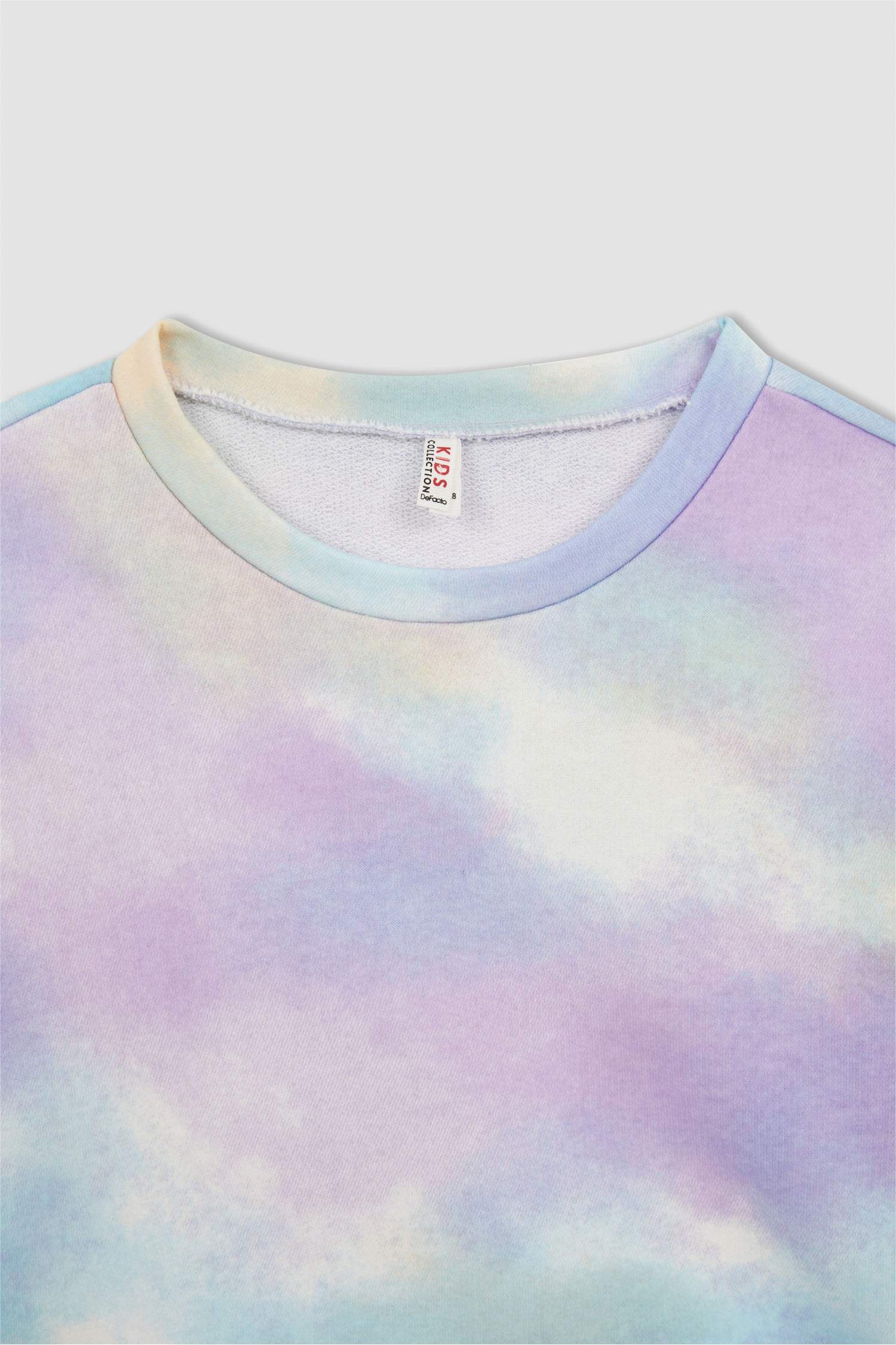 Kız Çocuk Batik Desenli Balon Kollu Crop Sweatshirt