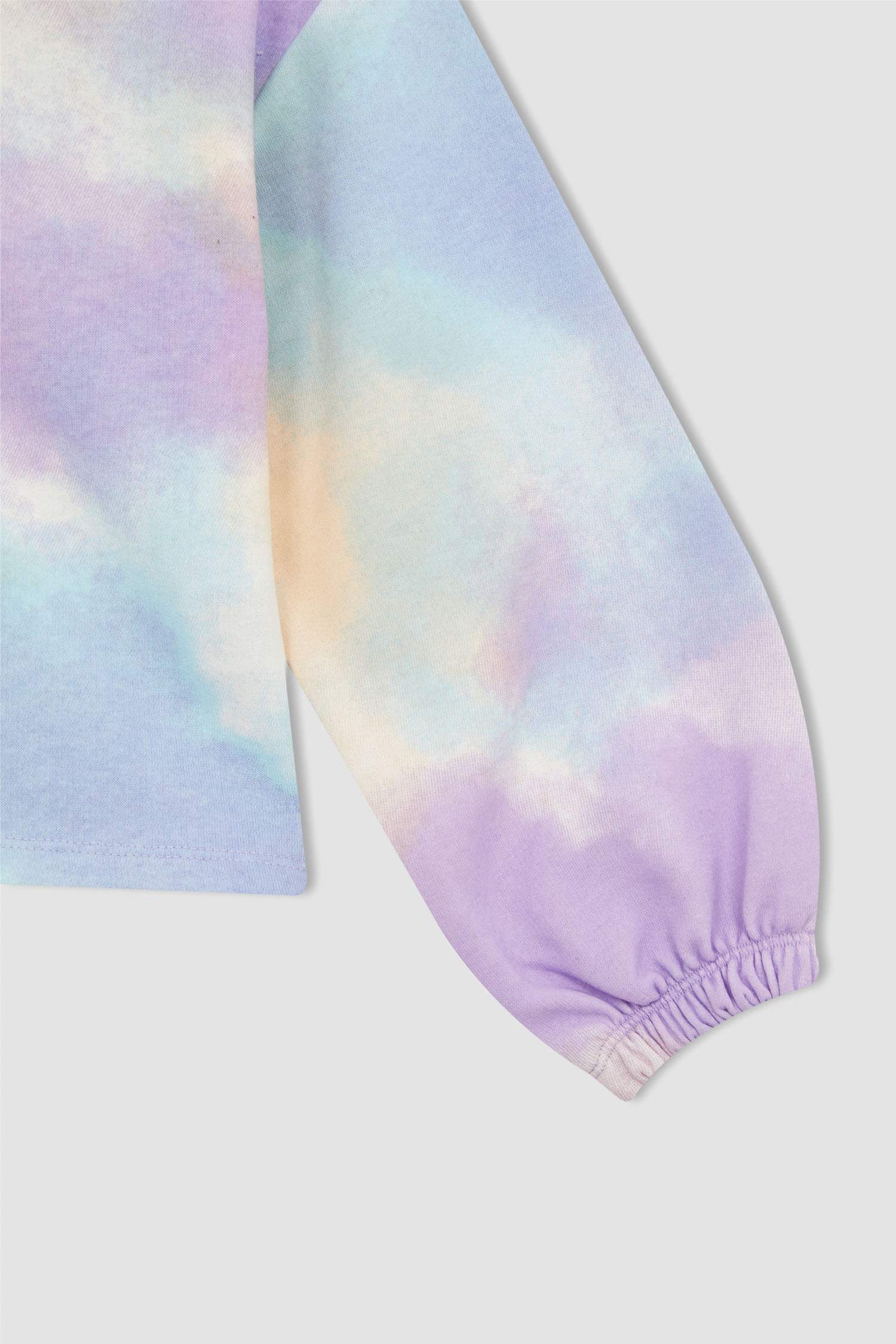 Kız Çocuk Batik Desenli Balon Kollu Crop Sweatshirt