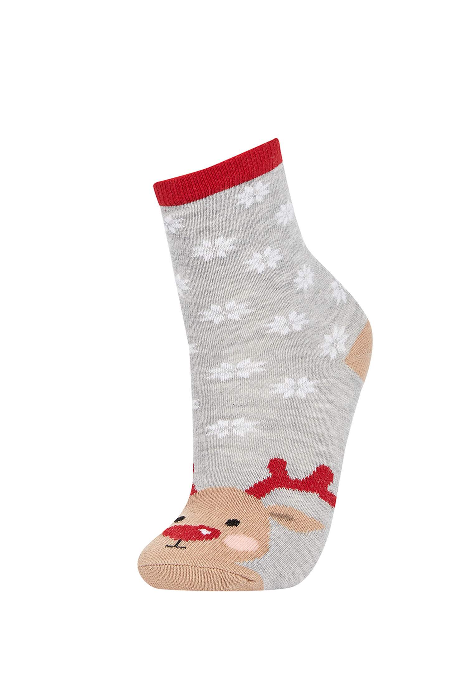 Girl Christmas Themed Cotton 3 Piece Long Socks