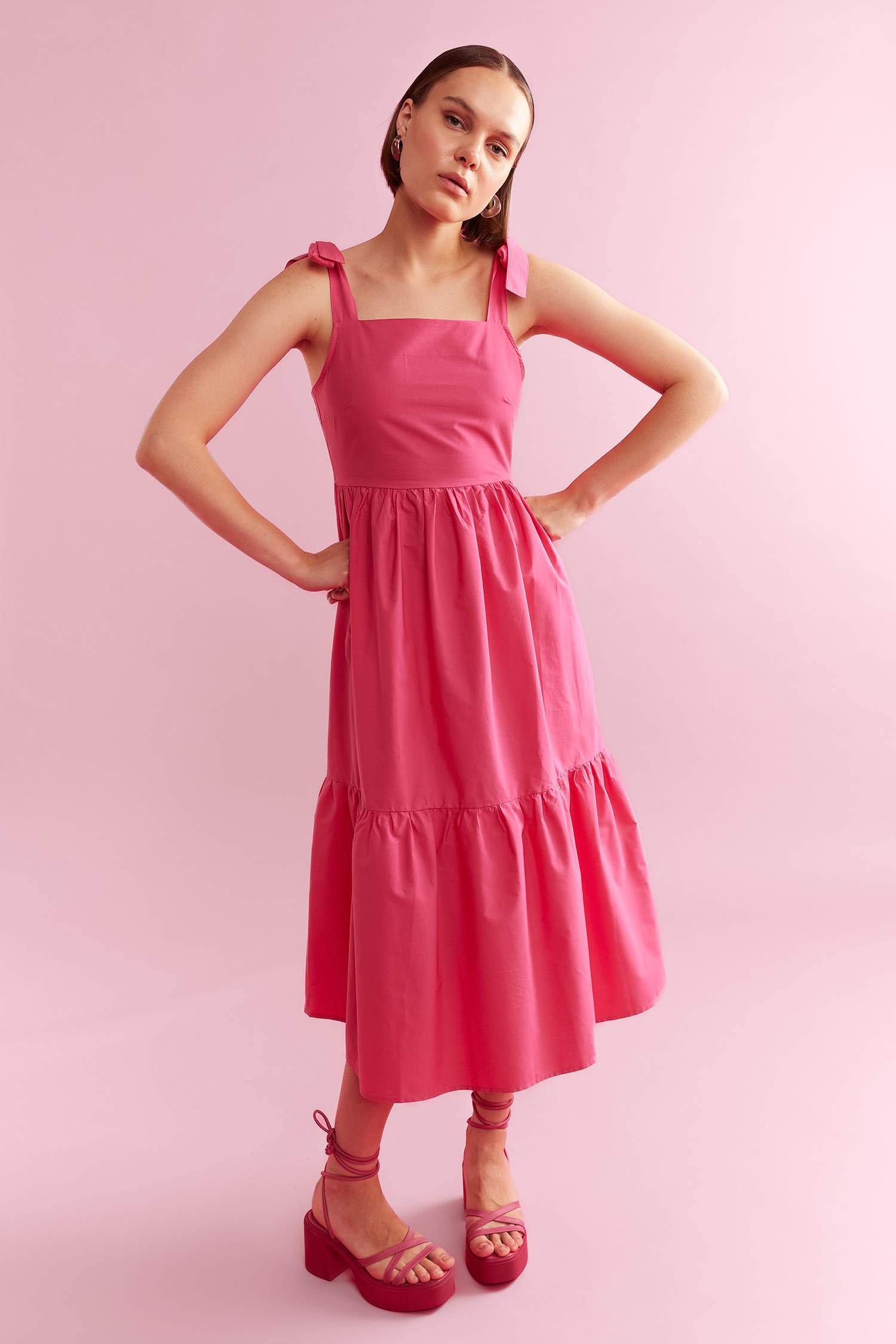 Robes Popeline Col Carré