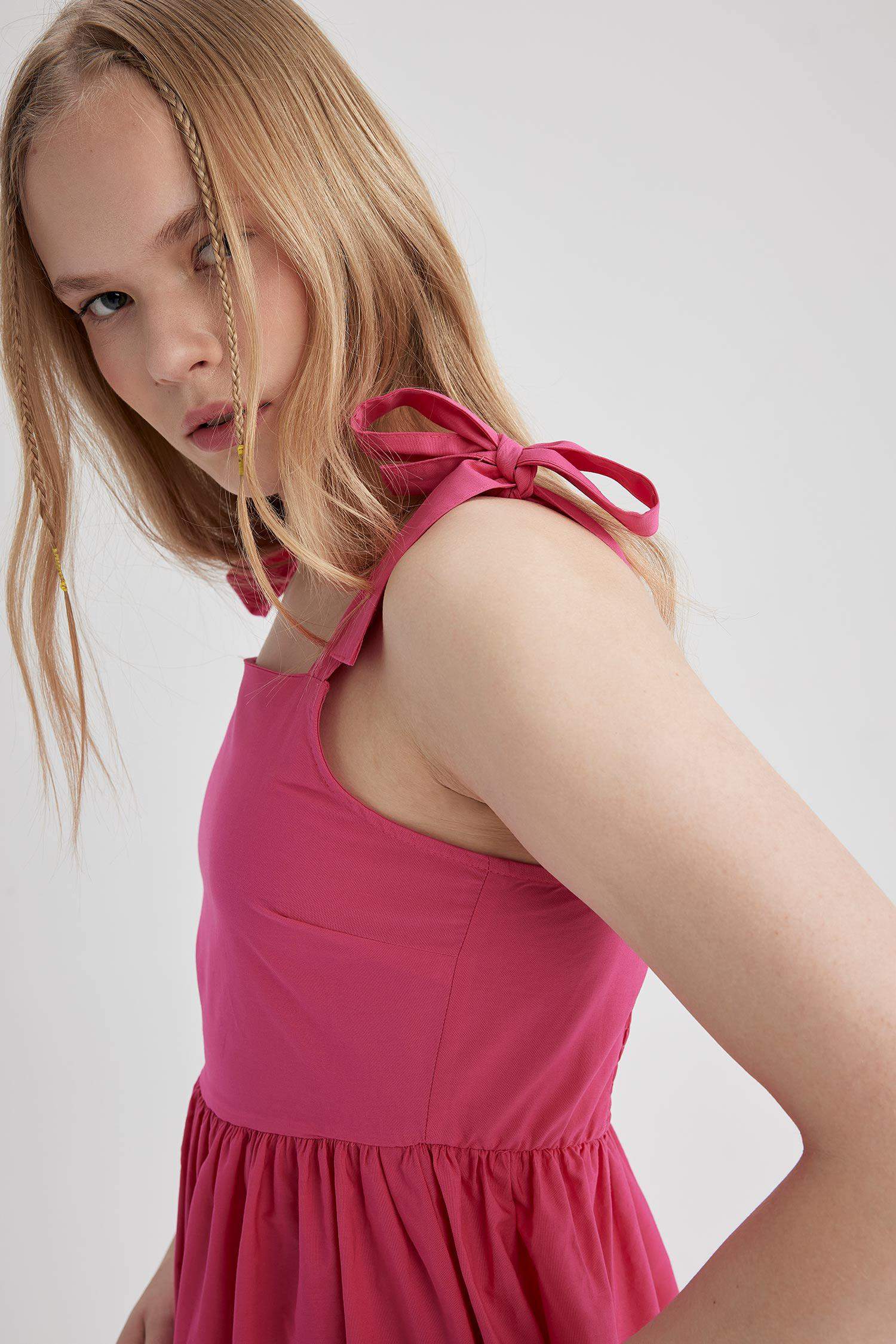 Robes Popeline Col Carré