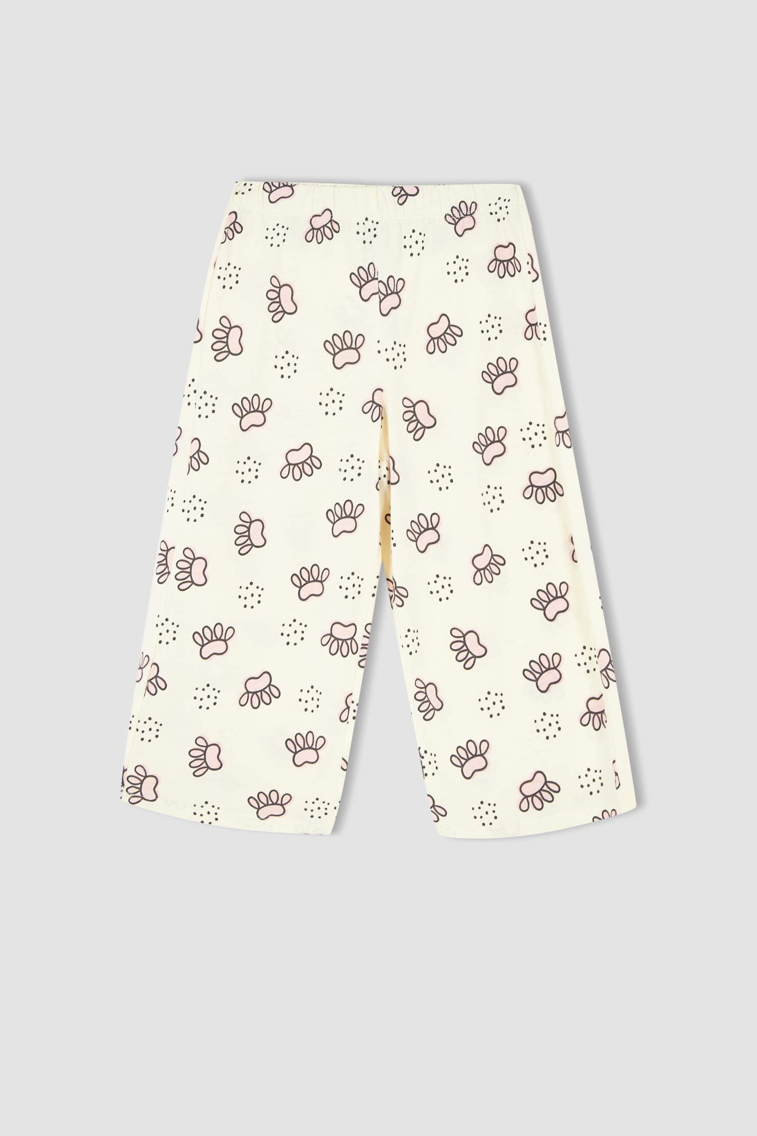 Ensemble de pyjama capri à manches courtes en coton imprimé chat coupe régulière pour fille