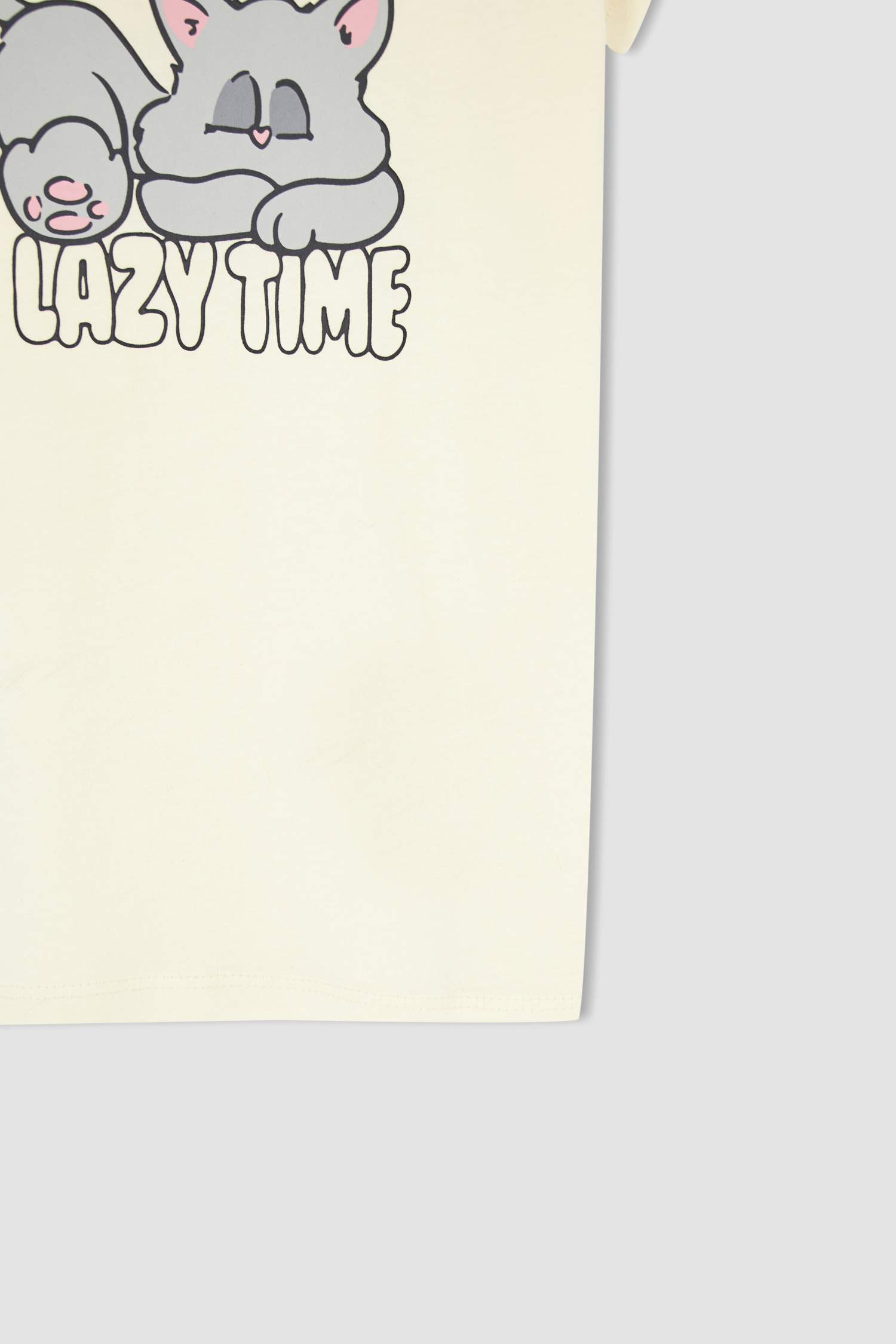 Ensemble de pyjama capri à manches courtes en coton imprimé chat coupe régulière pour fille