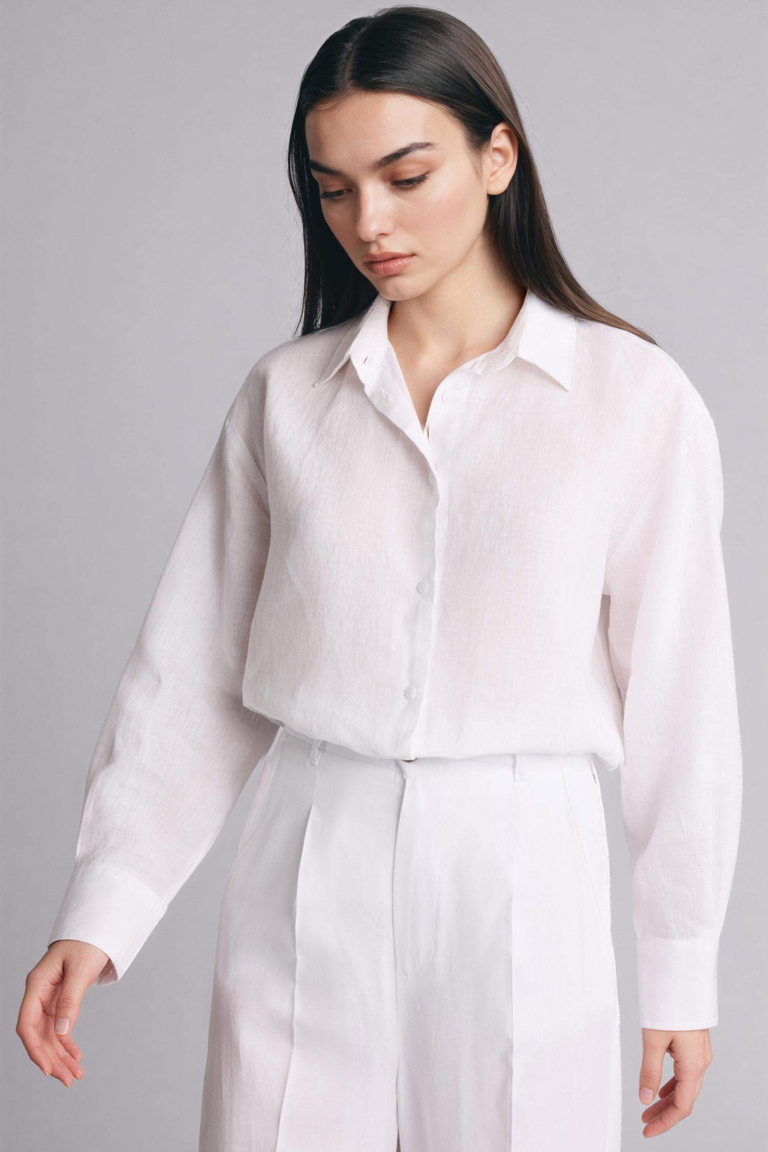 トップス KIMURA/ Linen washi shirt White White Woman Oversize Fit Shirt Collar linen Long Sleeve Shirt