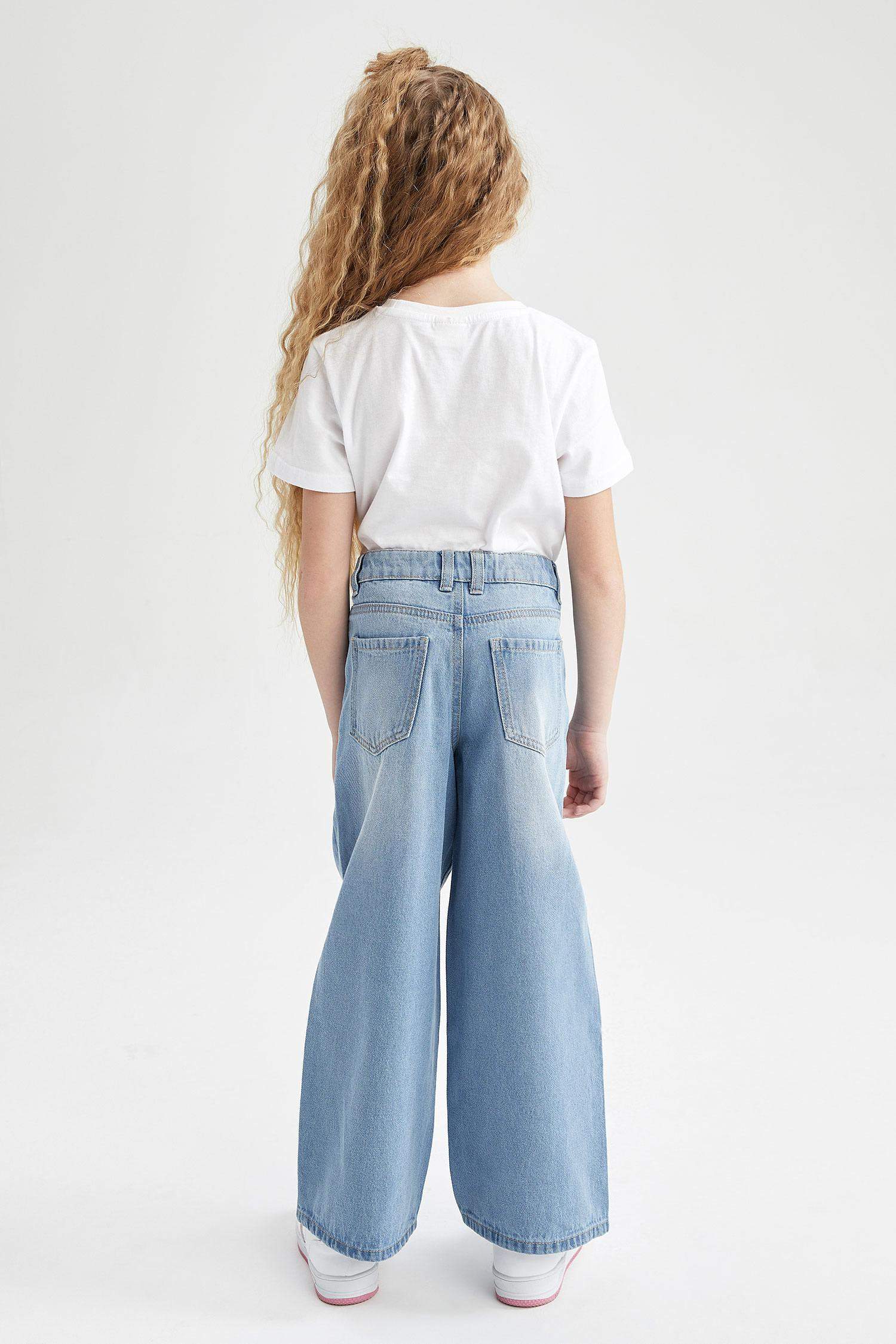 Girl Wide Leg Ripped Detailed Wide Leg Jeans