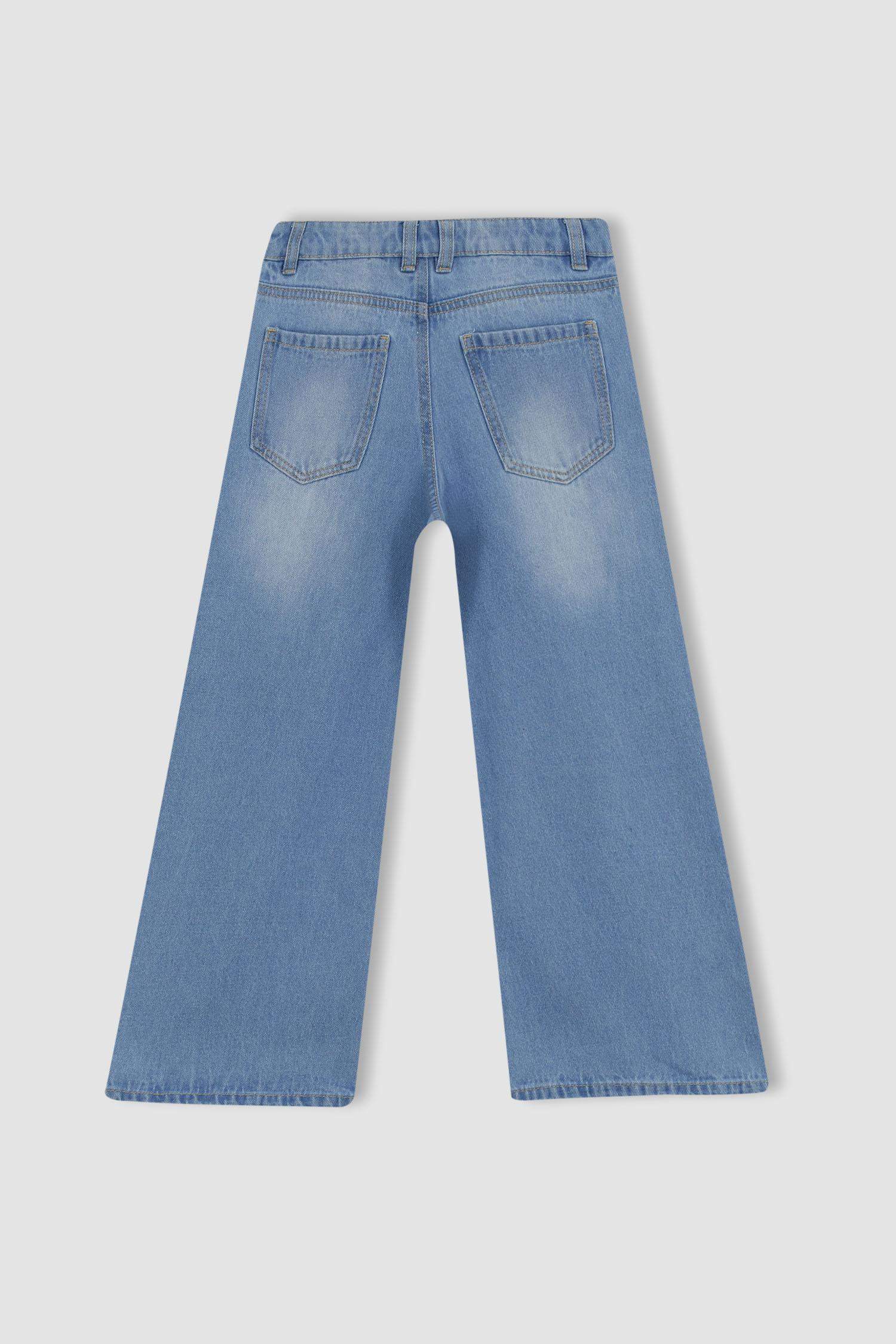 Girl Wide Leg Ripped Detailed Wide Leg Jeans