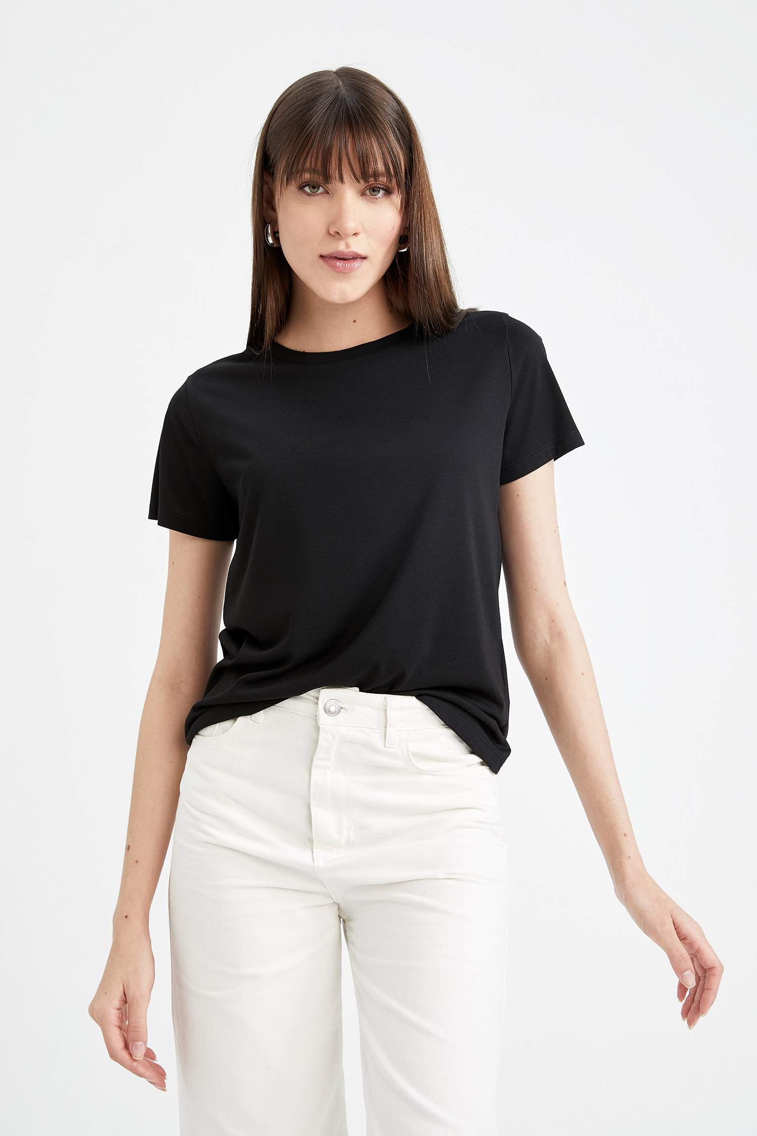 Regular Fit Bisiklet Yaka Basic Kısa Kollu Tişört