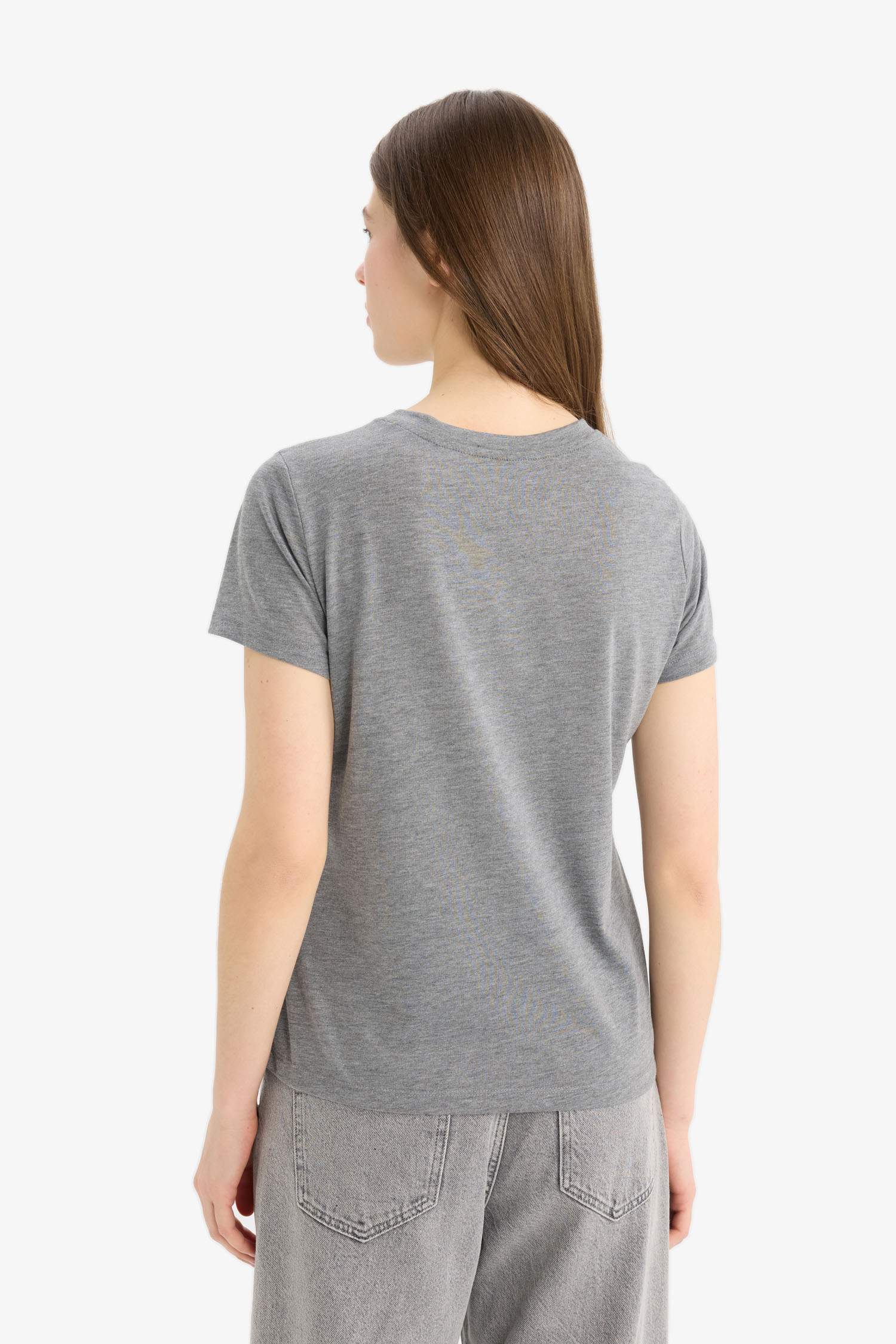 Regular Fit Bisiklet Yaka Basic Düz Kısa Kollu Tişört