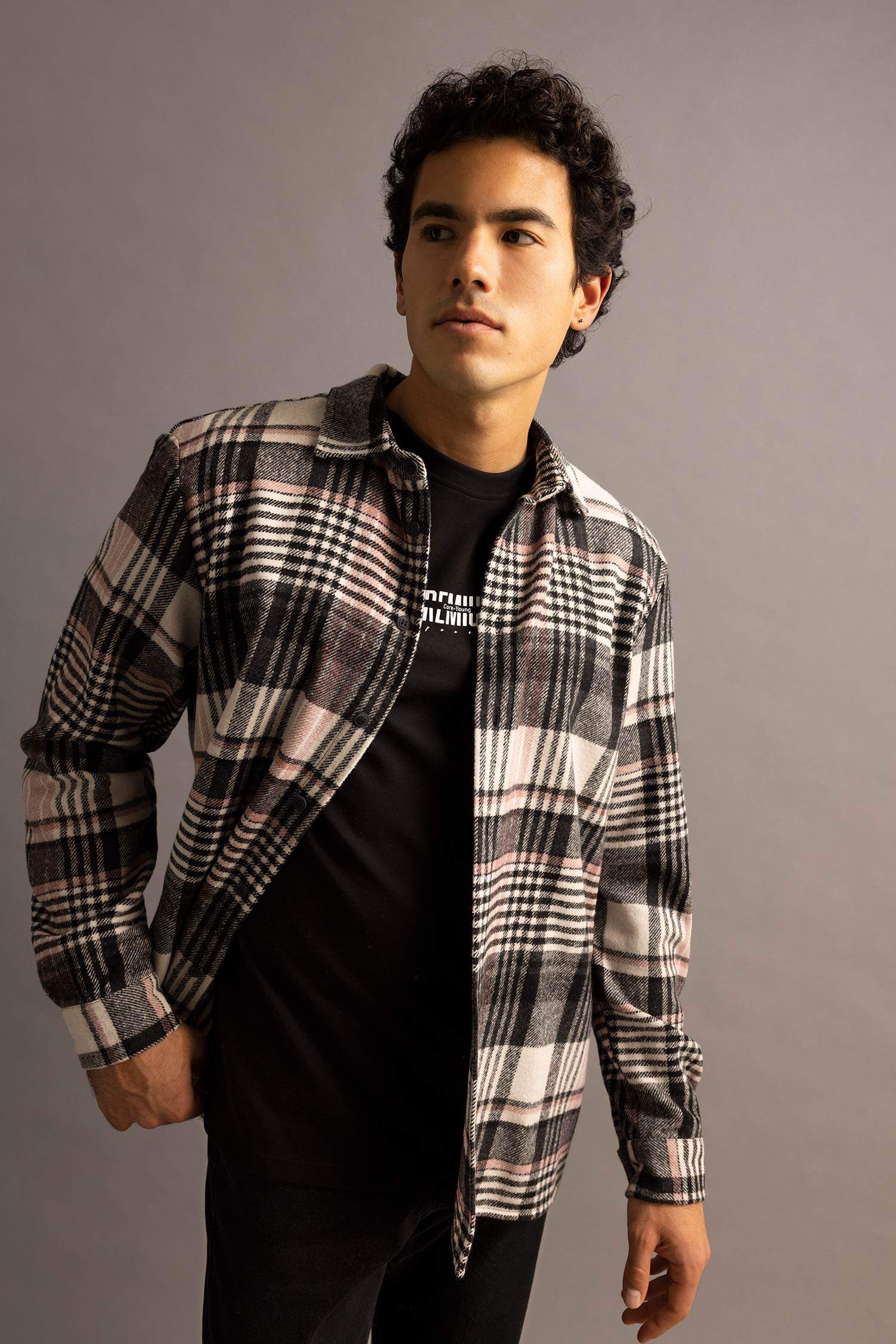 қалыпты пішім чек Ұзын жеңді көйлек