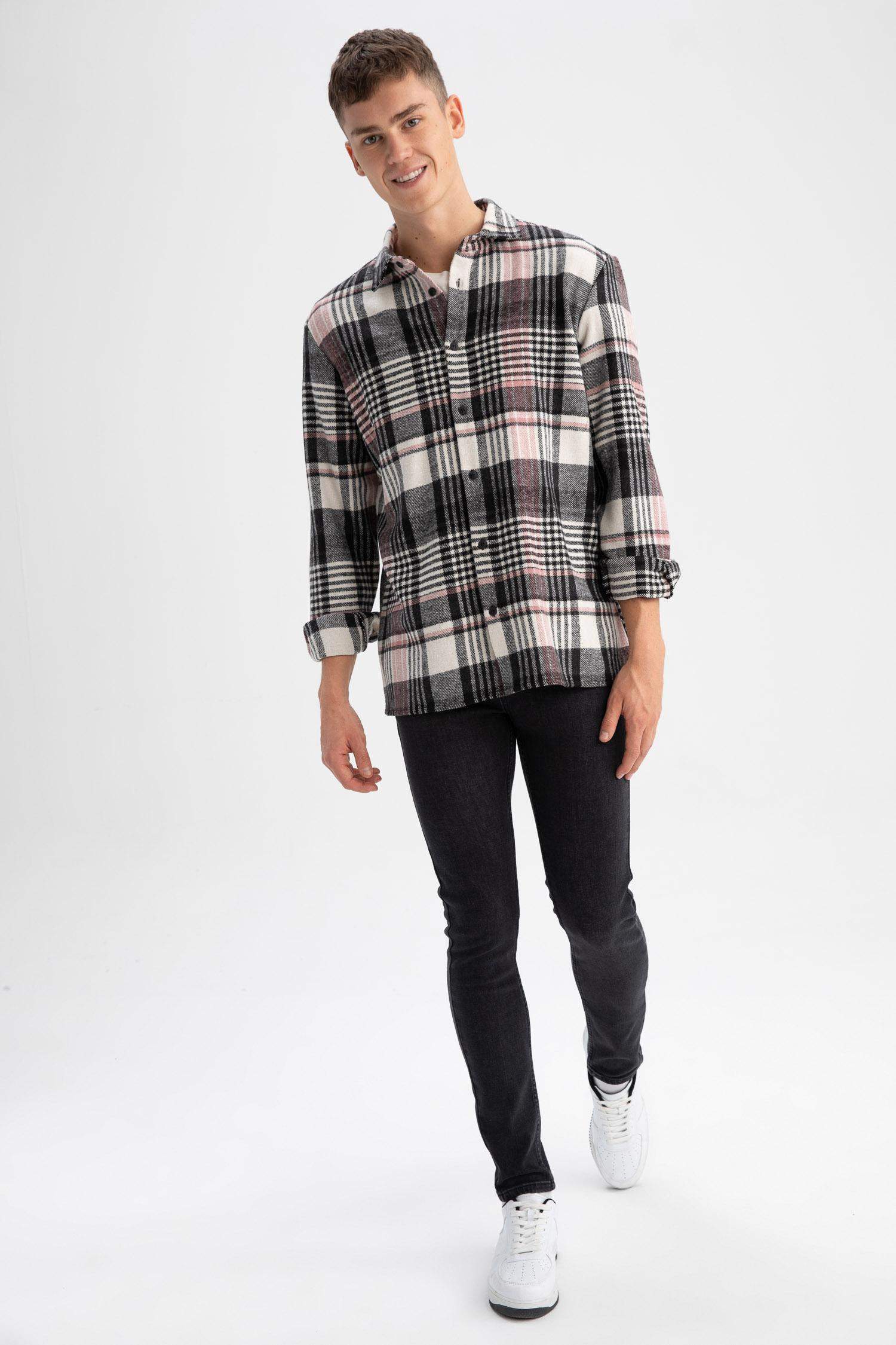 қалыпты пішім чек Ұзын жеңді көйлек