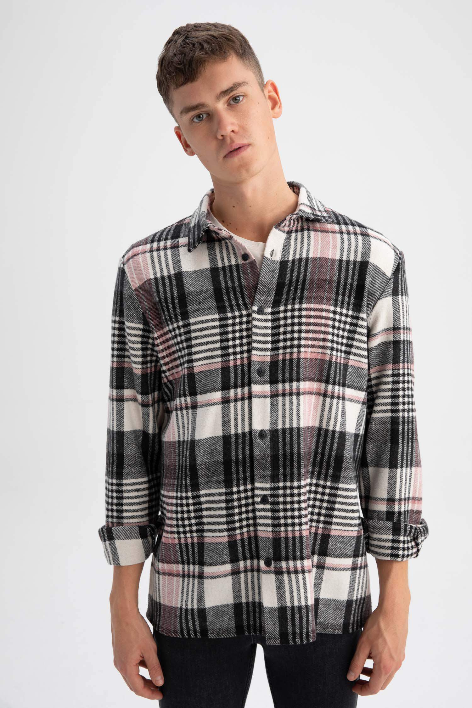 қалыпты пішім чек Ұзын жеңді көйлек