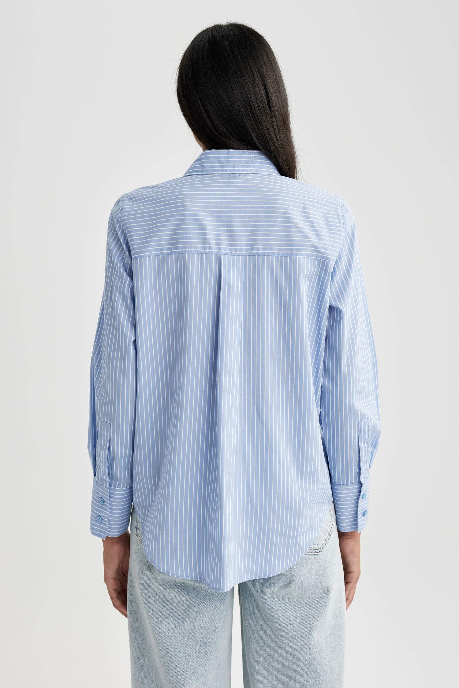 Chemise Oversize en Popeline à Manches Longues