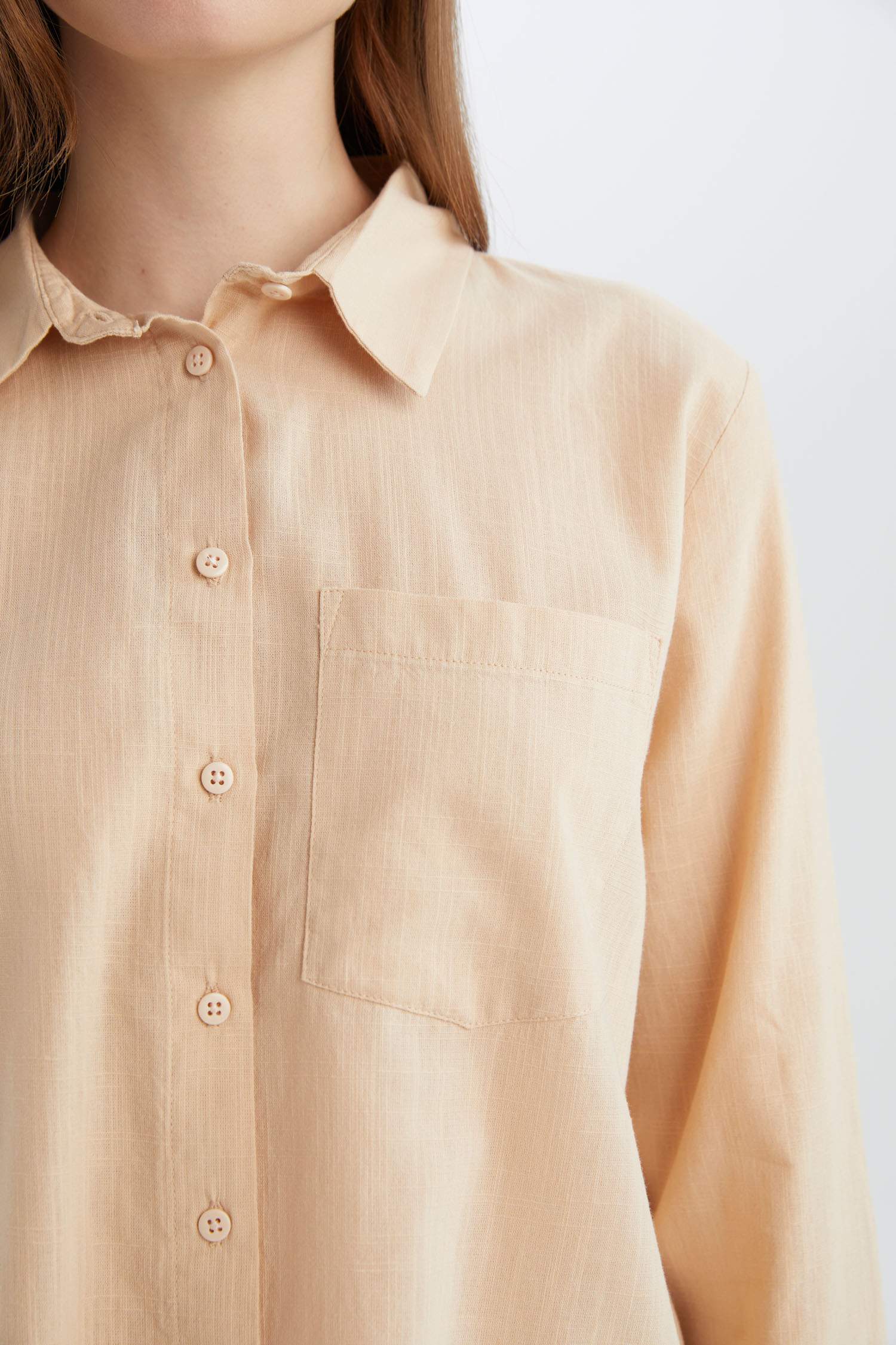 Regular Fit Basic Düz Cepli Uzun Kollu Gömlek