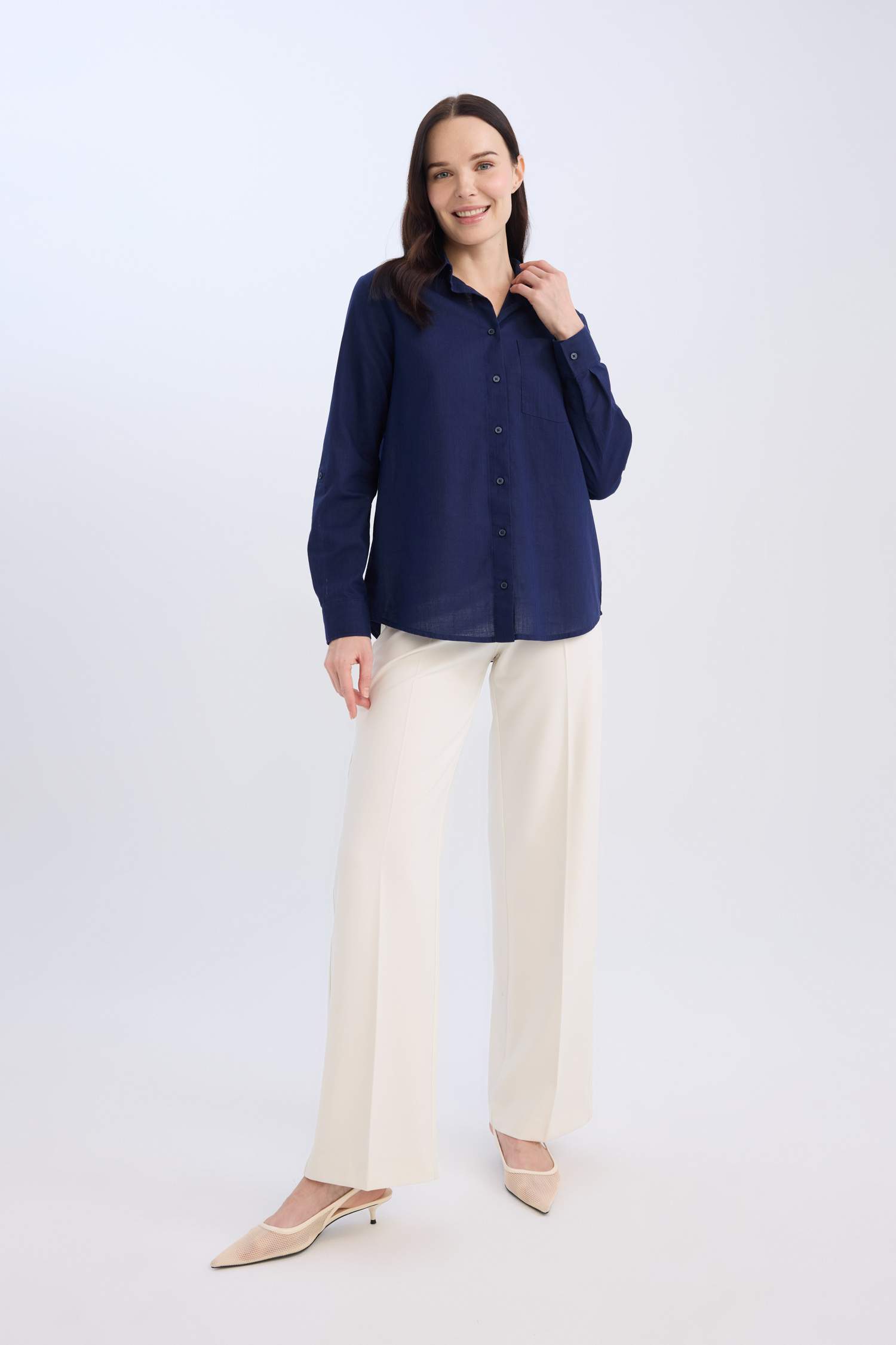 Regular Fit Basic Pocket Long Sleeve Shirt