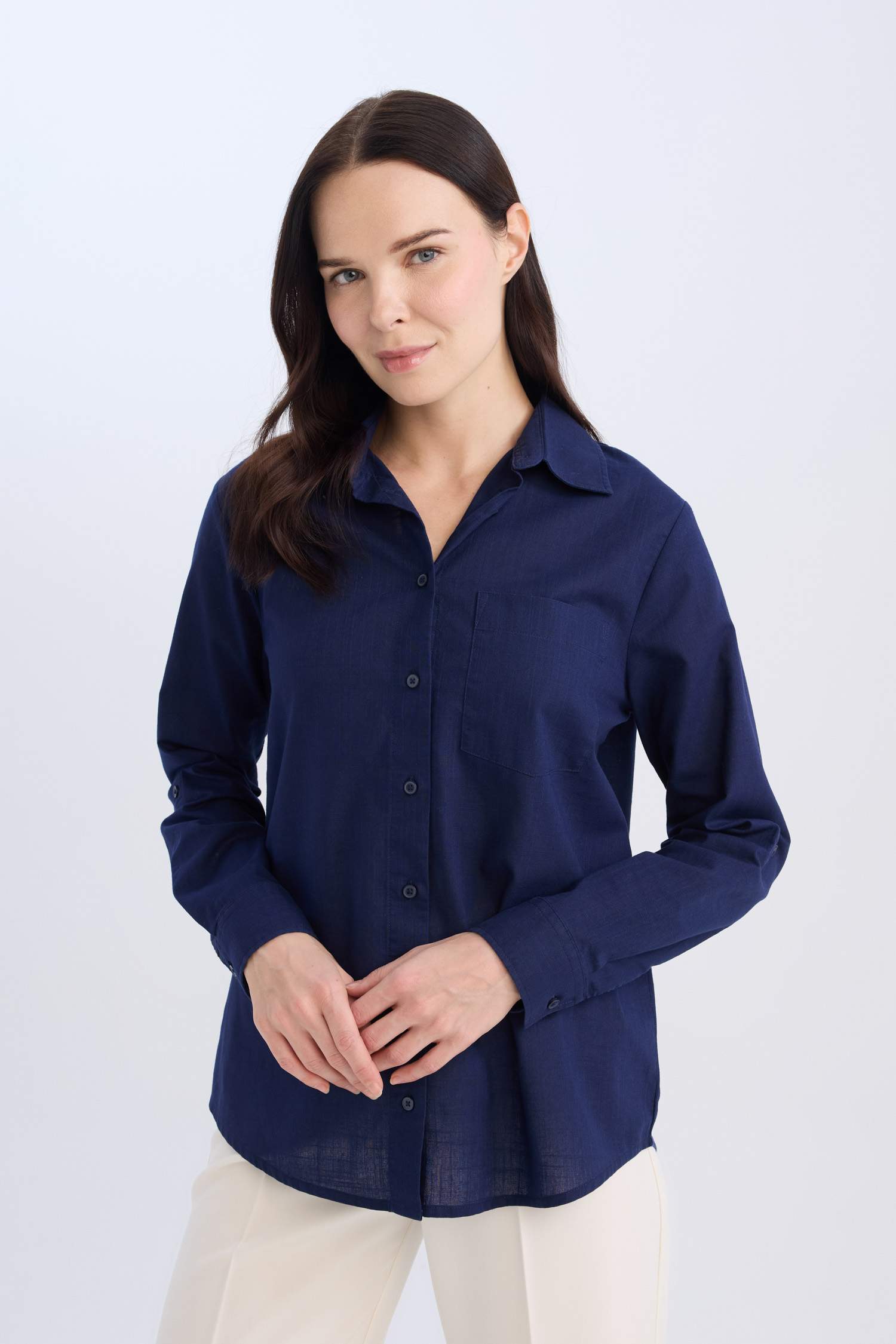 Regular Fit Basic Pocket Long Sleeve Shirt