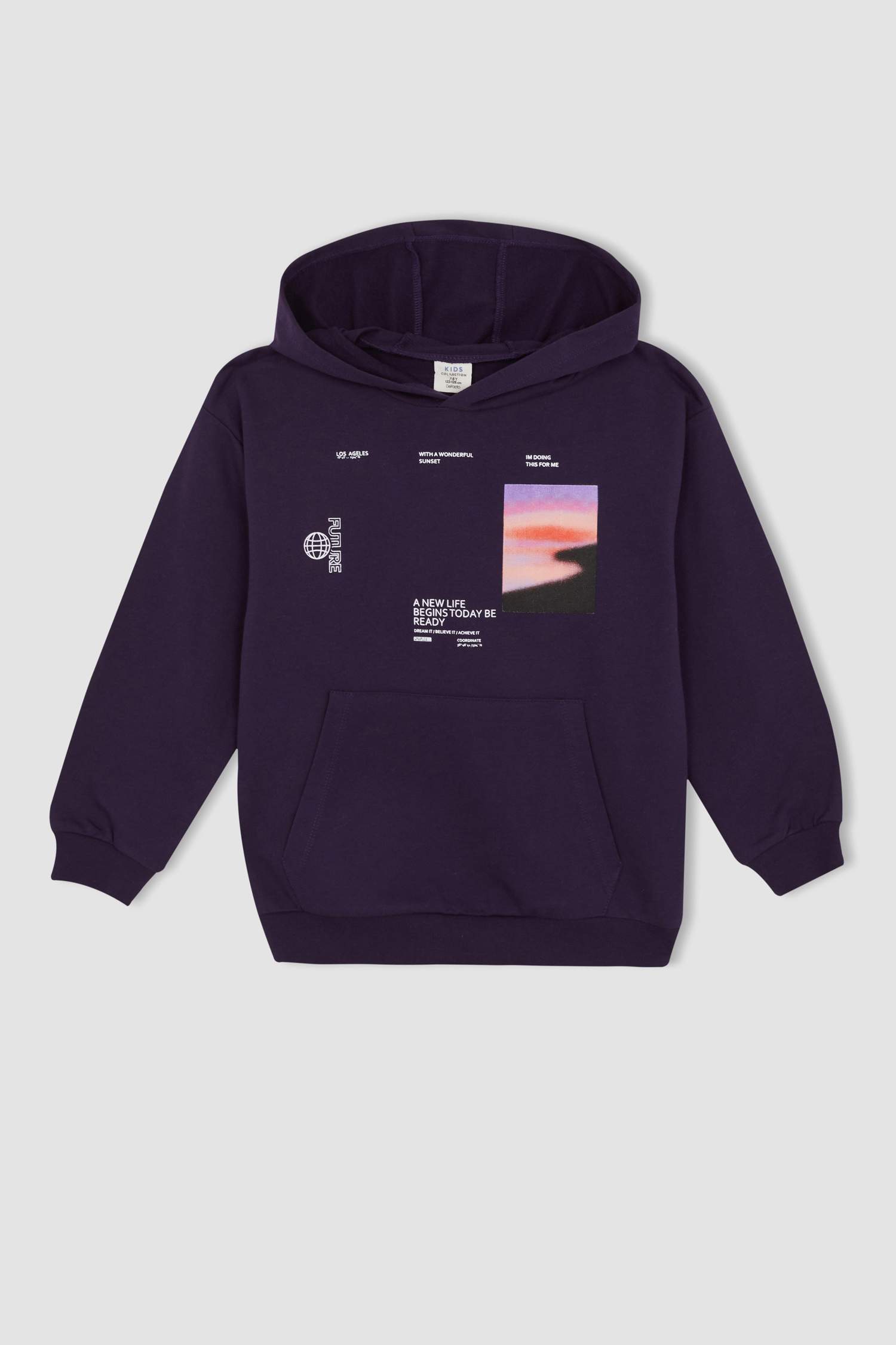 Худи свободного кроя с принтом для мальчиков