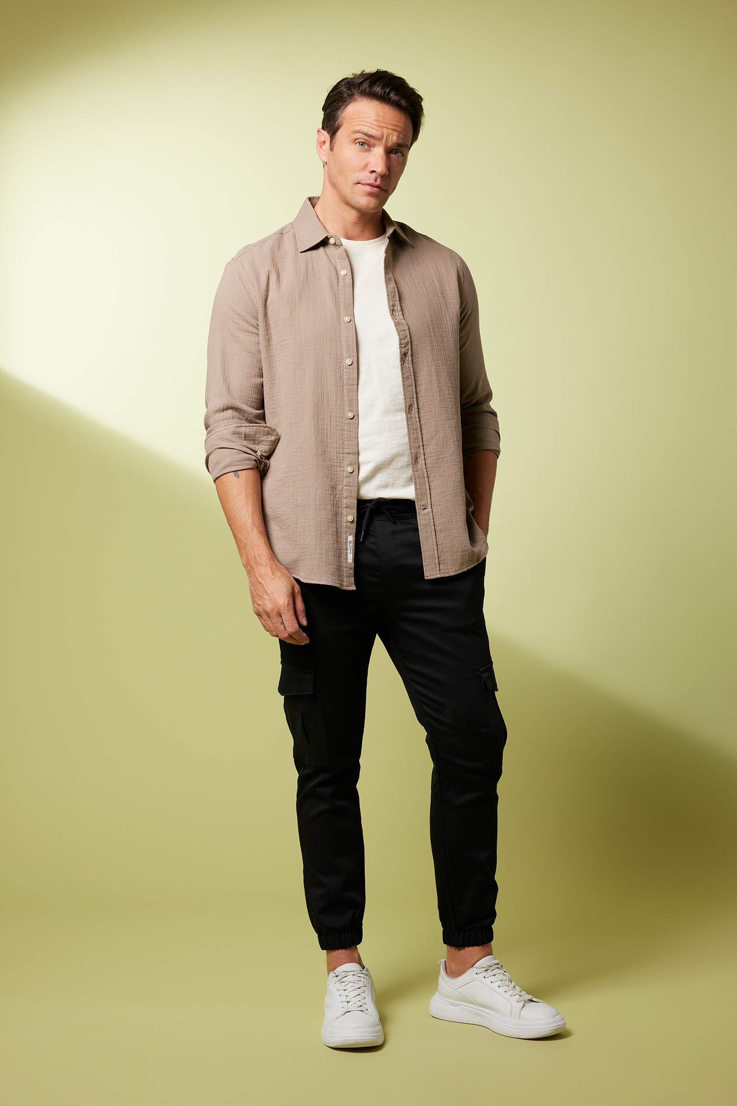 поло жаға мақта Ұзын жеңді көйлек