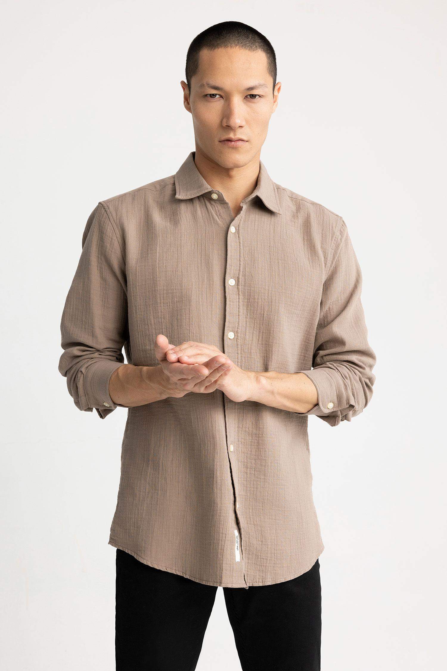 поло жаға мақта Ұзын жеңді көйлек