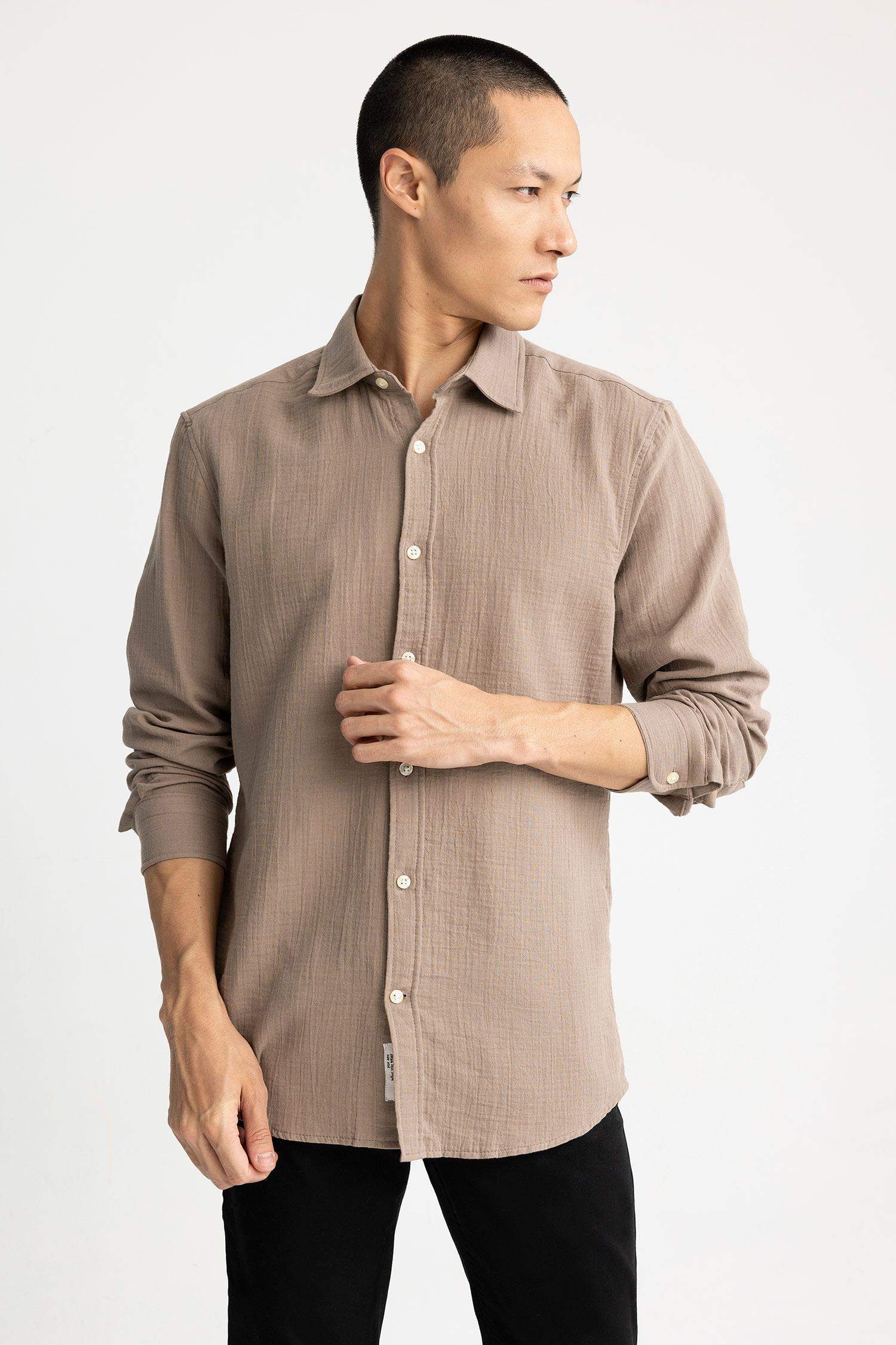 поло жаға мақта Ұзын жеңді көйлек