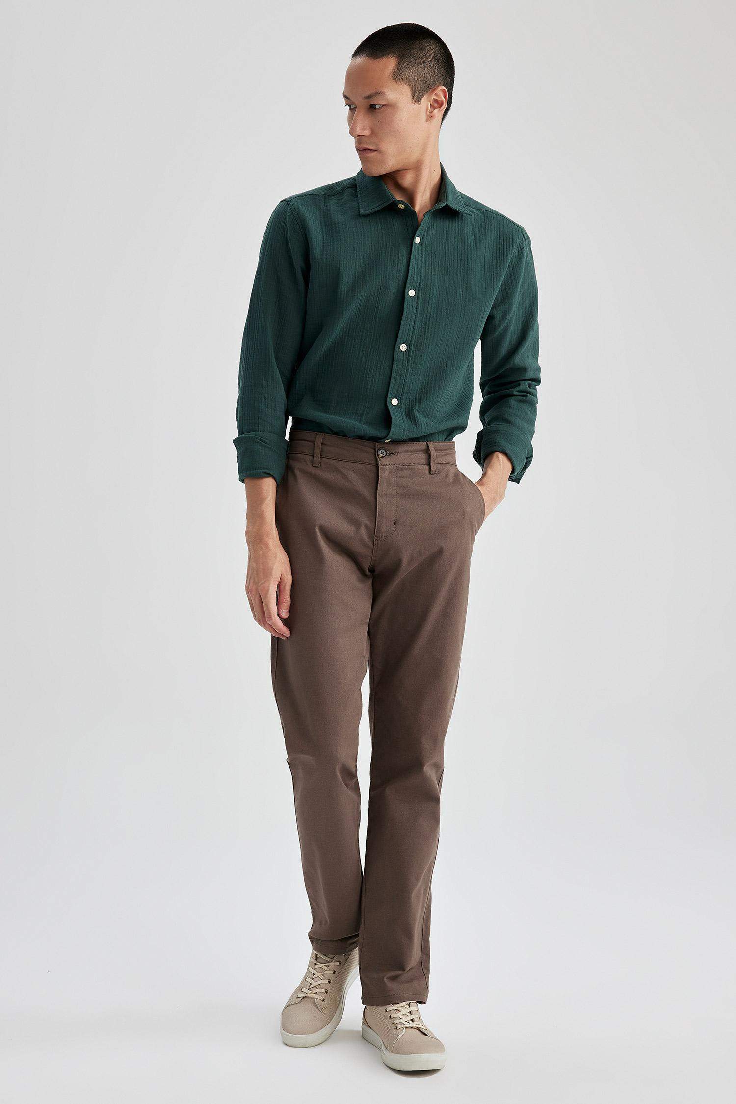 Modern Fit Polo Neck Long Sleeve Shirt