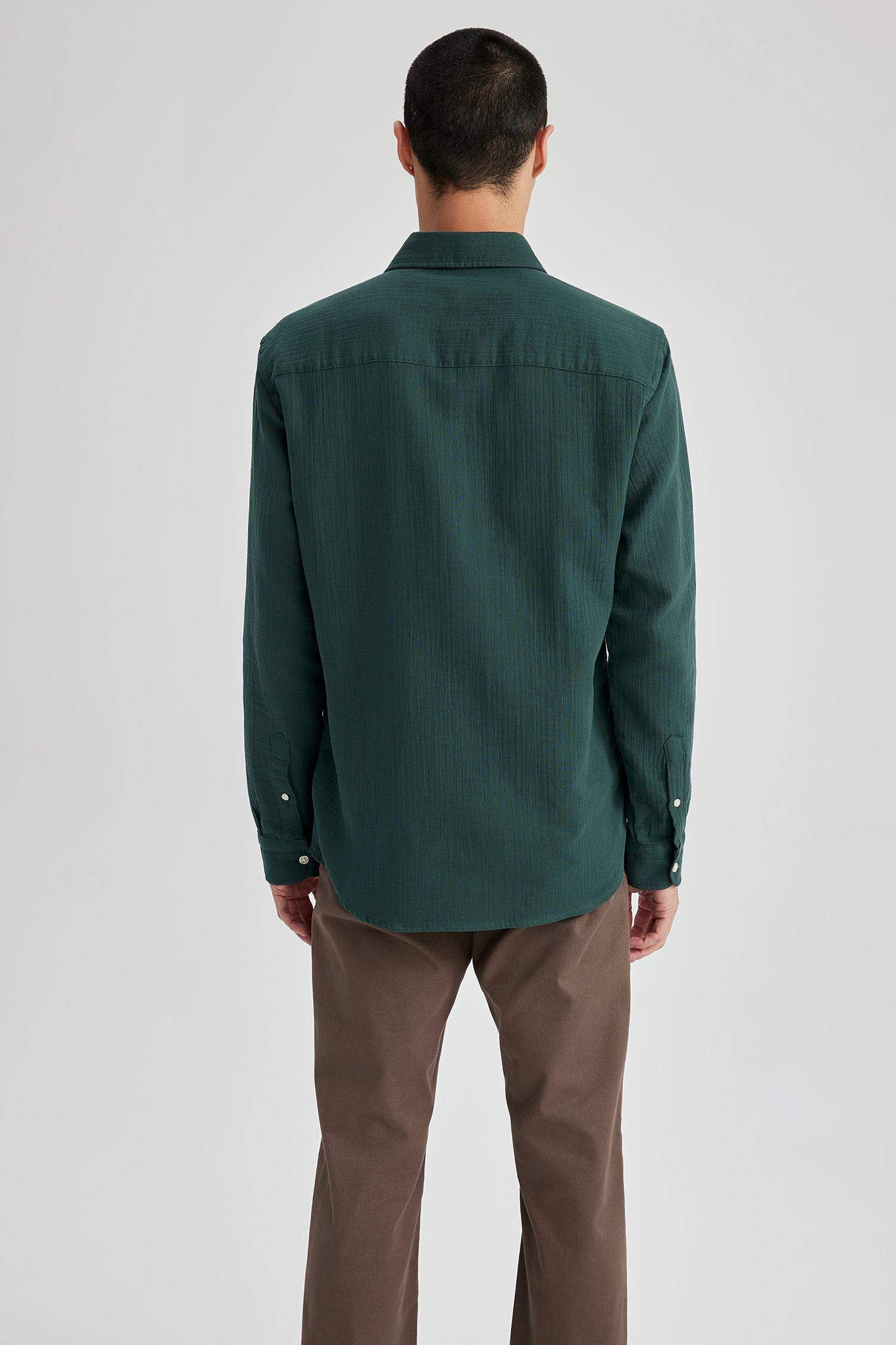 Modern Fit Polo Neck Long Sleeve Shirt