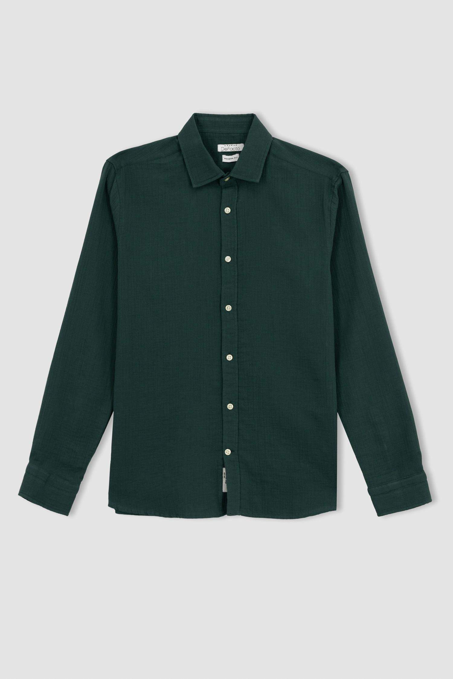 Modern Fit Polo Neck Long Sleeve Shirt