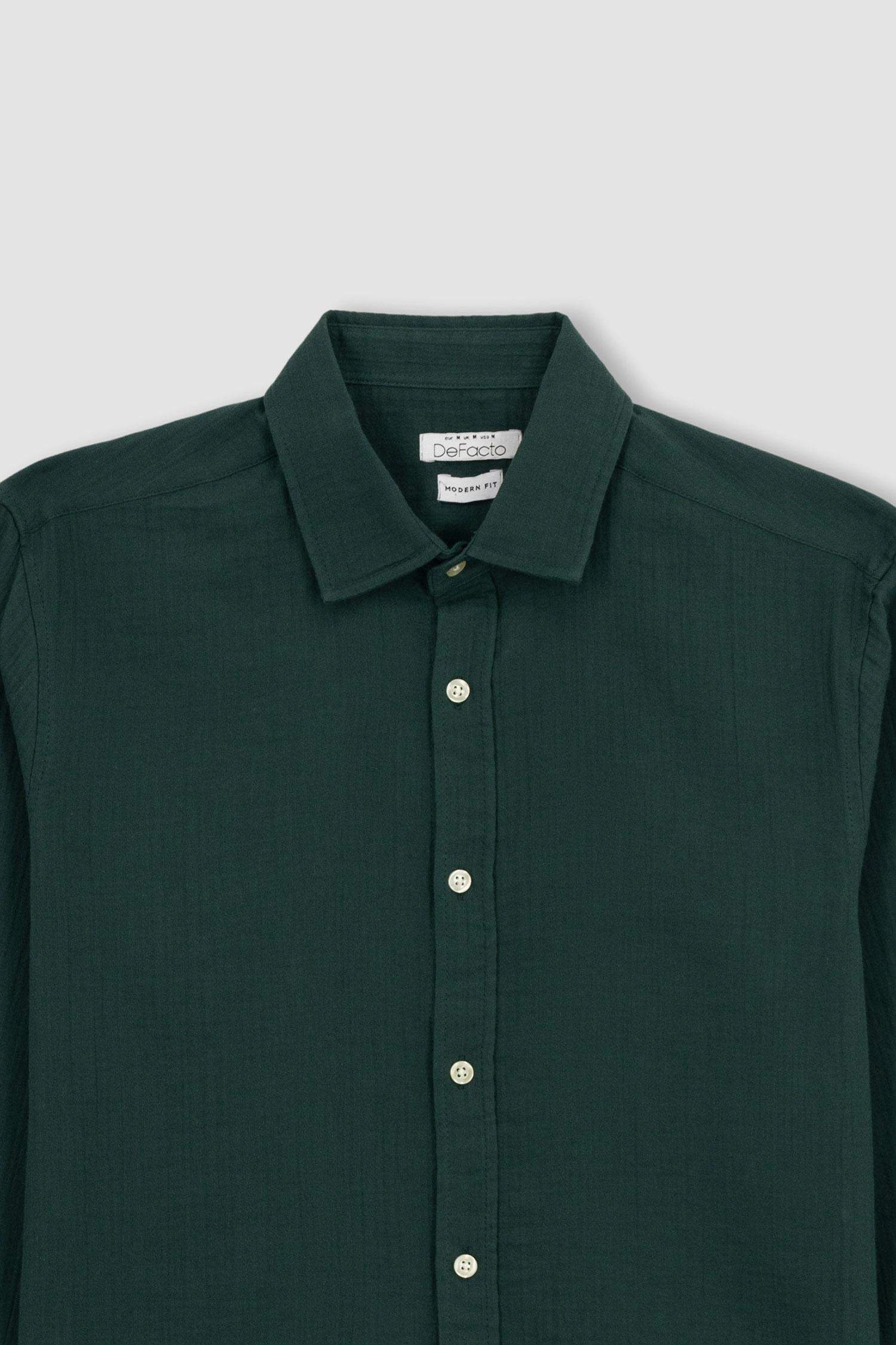 Modern Fit Polo Neck Long Sleeve Shirt