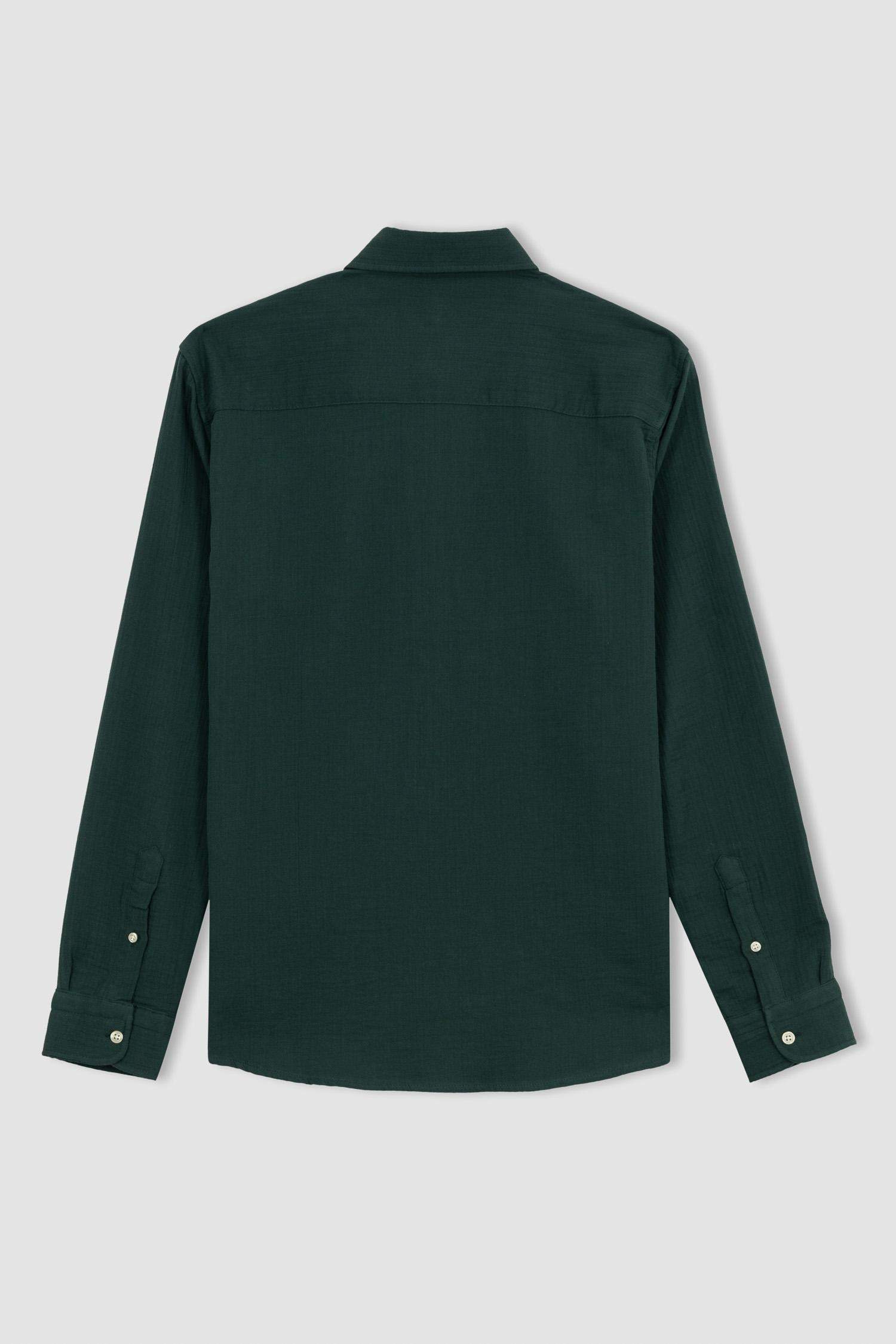 Modern Fit Polo Neck Long Sleeve Shirt